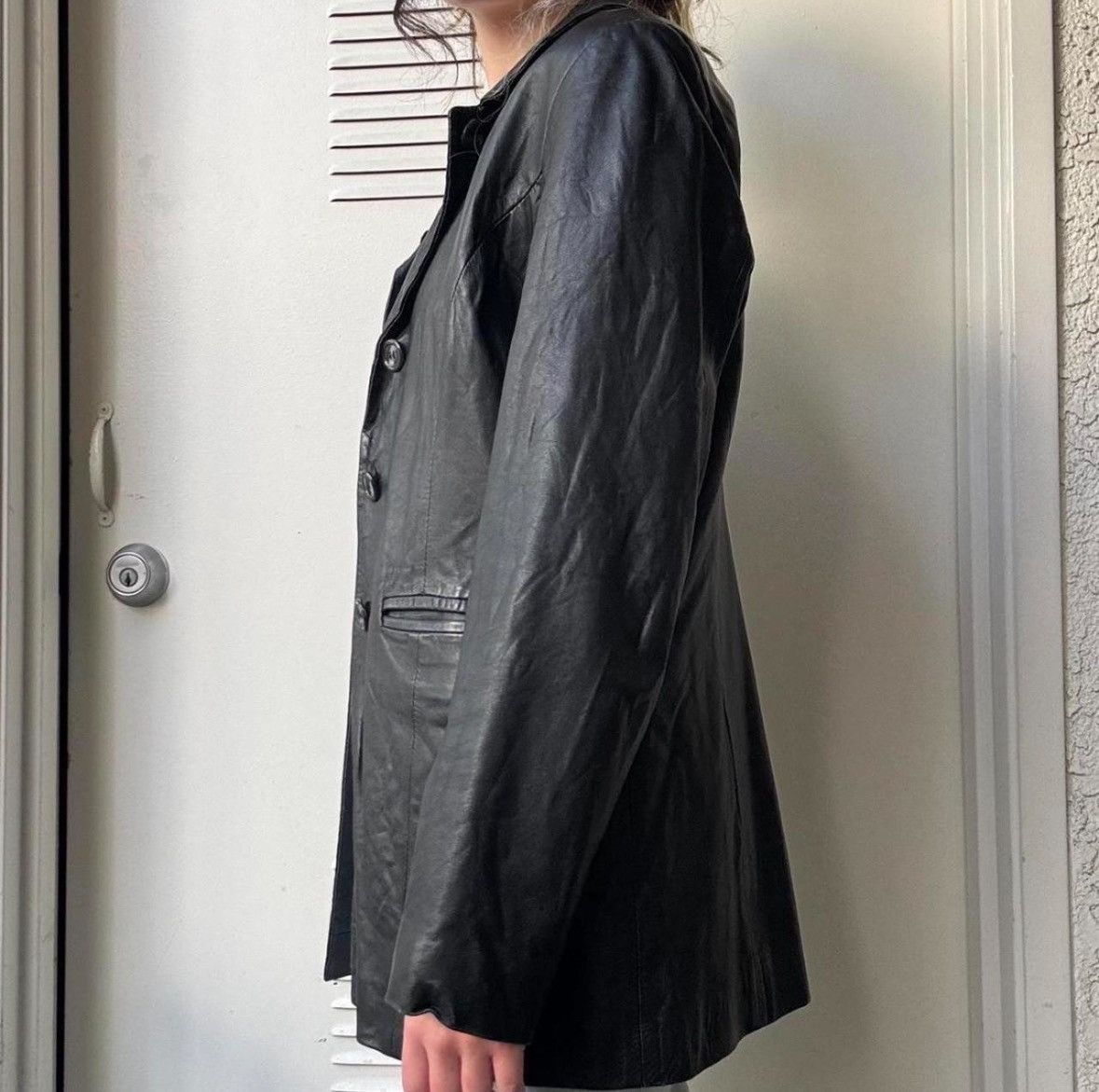 Vera Pelle VTG 90s CITY GIRL LEATHER COAT Size S / US 4 / IT 40 - 3 Thumbnail