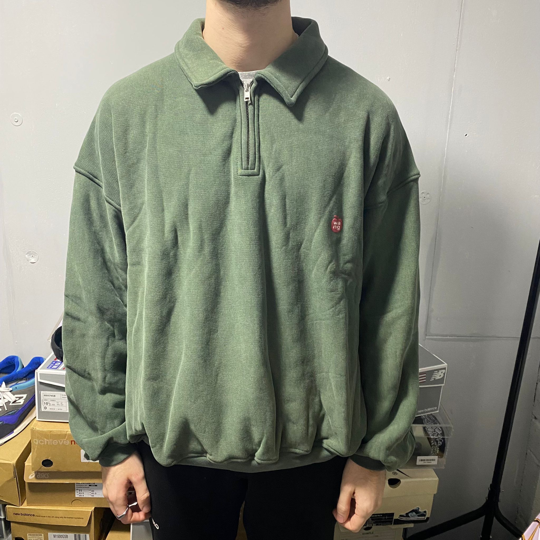 Alexander Wang Green Half Zip Glitter Logo Polo Sweatshirt Size M / US 6-8 / IT 42-44 - 5 Thumbnail