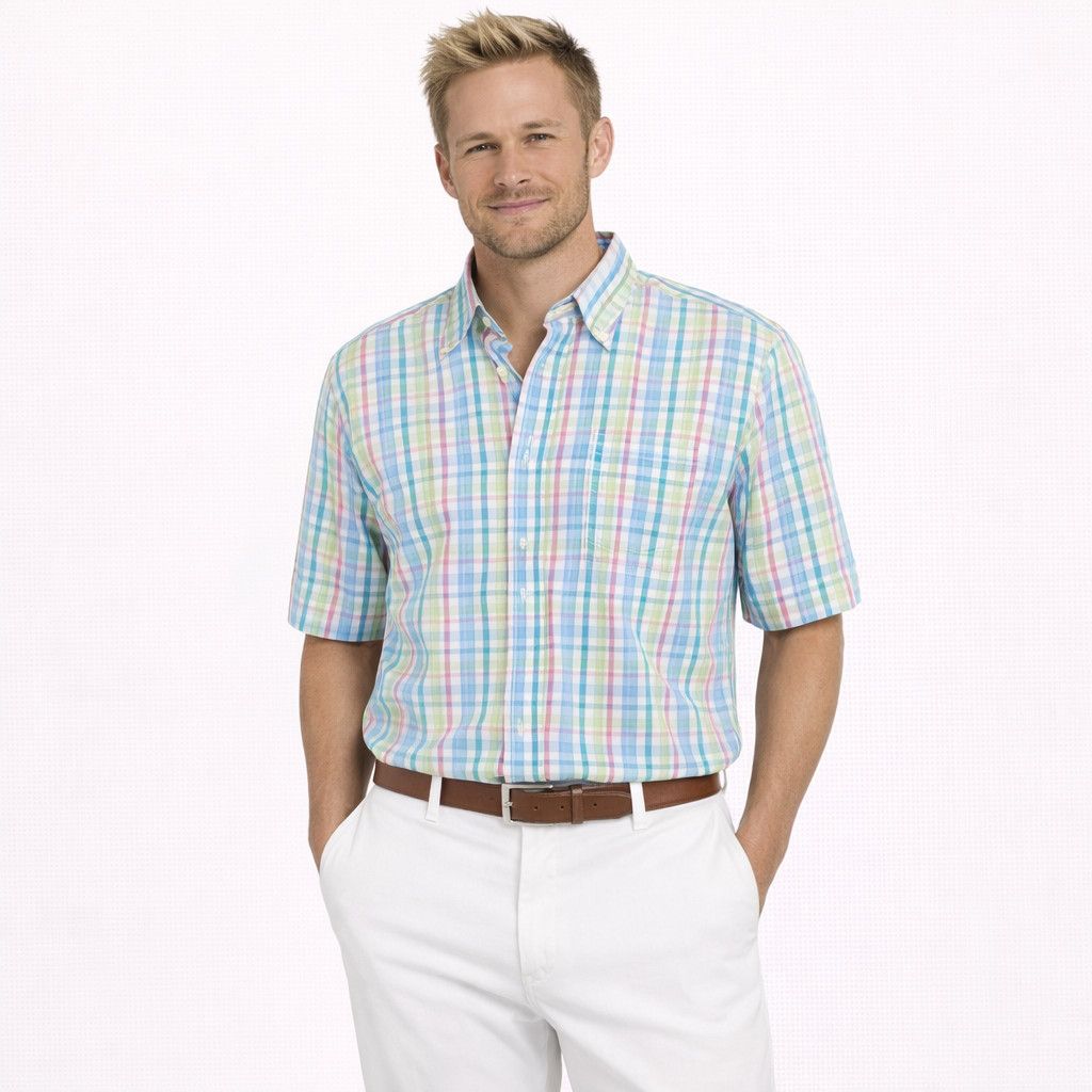 Grant Thomas Plaid Short Sleeve Button-Up Shirt Pastel Preppy Spring Size US XXL / EU 58 / 5 - 1 Thumbnail