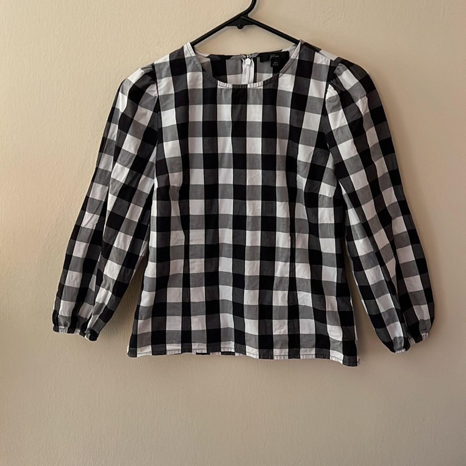 J.Crew J. Crew Gingham Puff Sleeve Oversized Blouse Size 00 Size XXS / US 00 / IT 34 - 2 Thumbnail