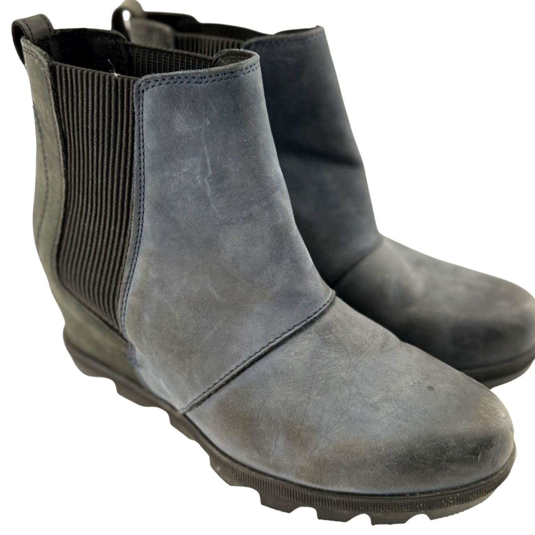 SOREL Sorel Joan of Arctic Wedge II Chelsea Waterproof Bootie - Black/Blue Nubuck, Ankle Rain Boot, Women’s 9 US, Hidden Wedge, Non-Slip Rubber Outsole Size US 10 / IT 40 - 2 Thumbnail