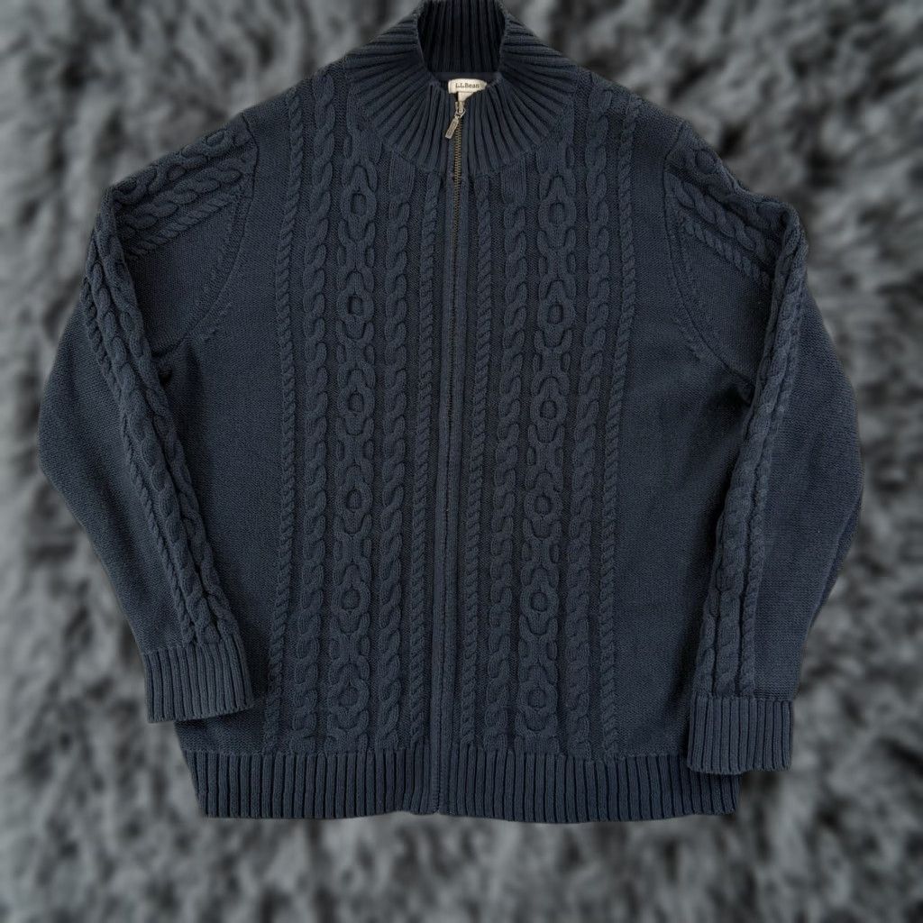 Vintage VINTAGE LL Bean Sweater Womens 1X Blue Full Zip Long Sleeve Cable Knit Cardigan Outdoor Size XL / US 12-14 / IT 48-50 - 1 Thumbnail