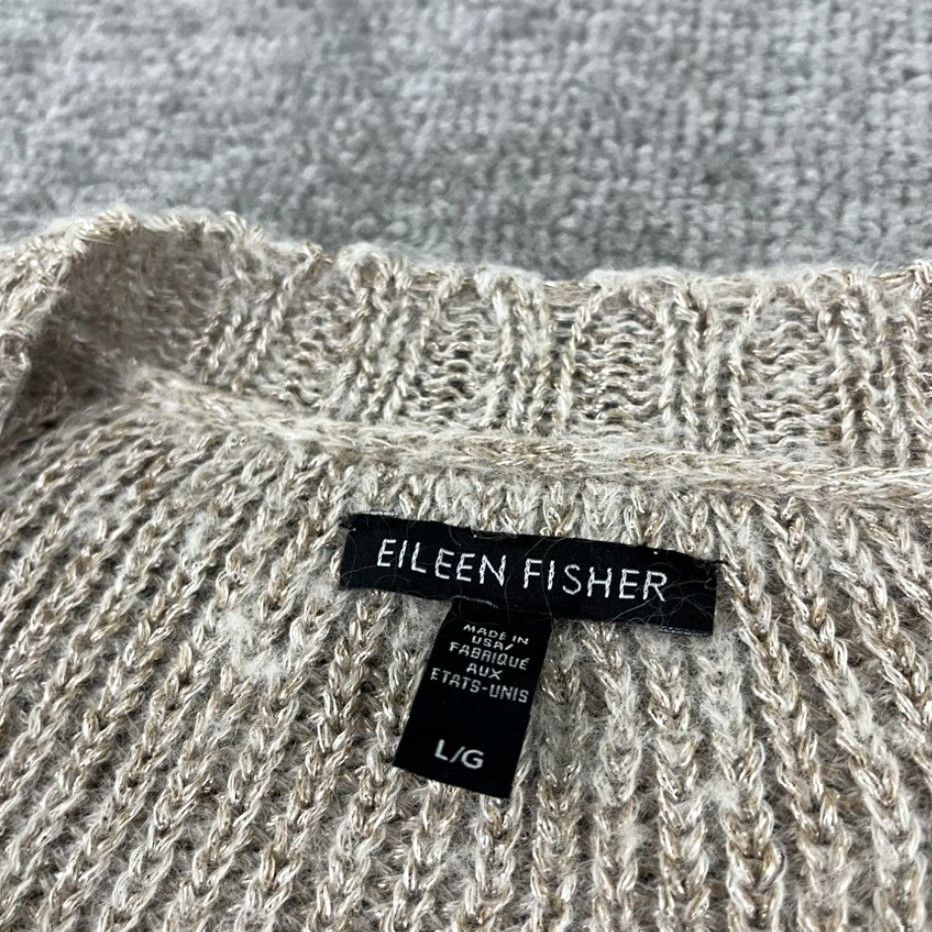 Eileen Fisher EILEEN FISHER Cardigan Sweater Womens Large Mohair Alpaca Viscose V-Neck L/S Size L / US 10 / IT 46 - 2 Thumbnail