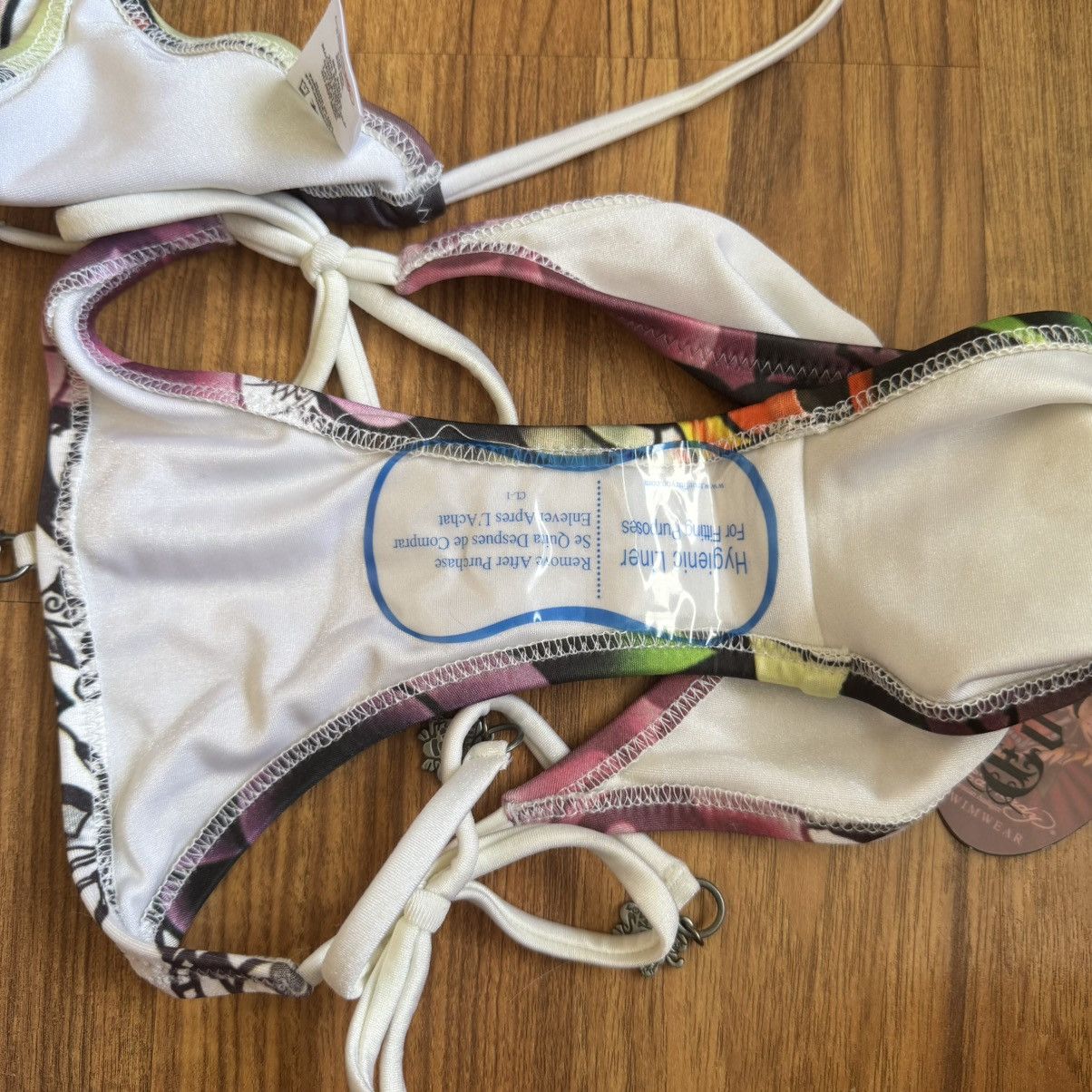 Ed Hardy ED HARDY Vintage Y2K Rare White Love Life Rose Bikini Set Size XS / US 0-2 / IT 36-38 - 15 Thumbnail