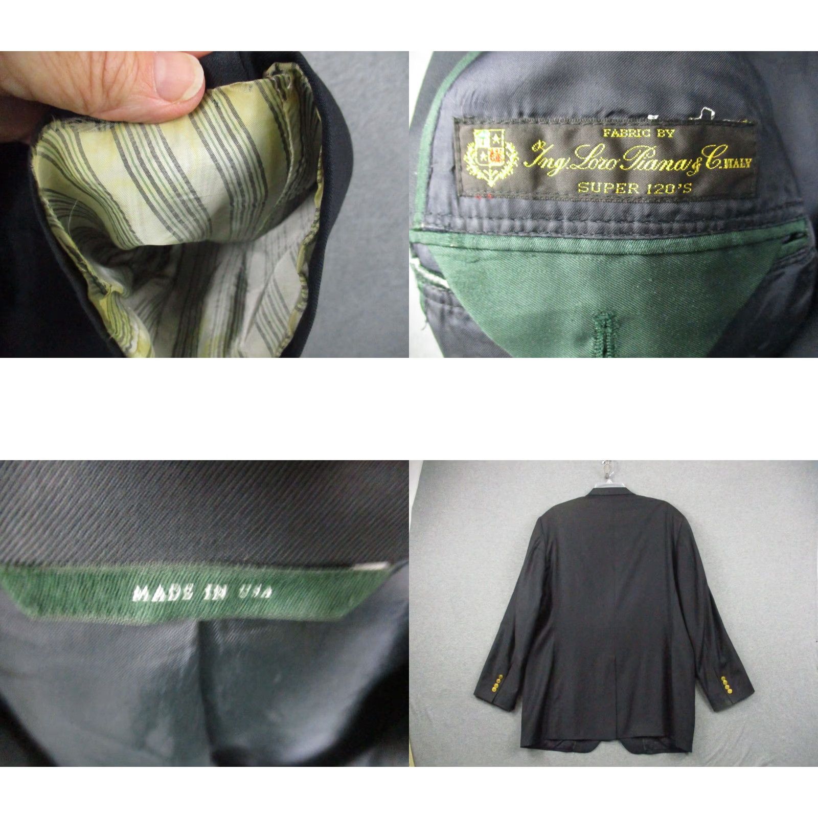 Brooks Brothers VINTAGE Brooks Brothers Country Club LORO PIANA Italy Black Wool Sport Coat Blazer 43L Size 46R - 8 Thumbnail