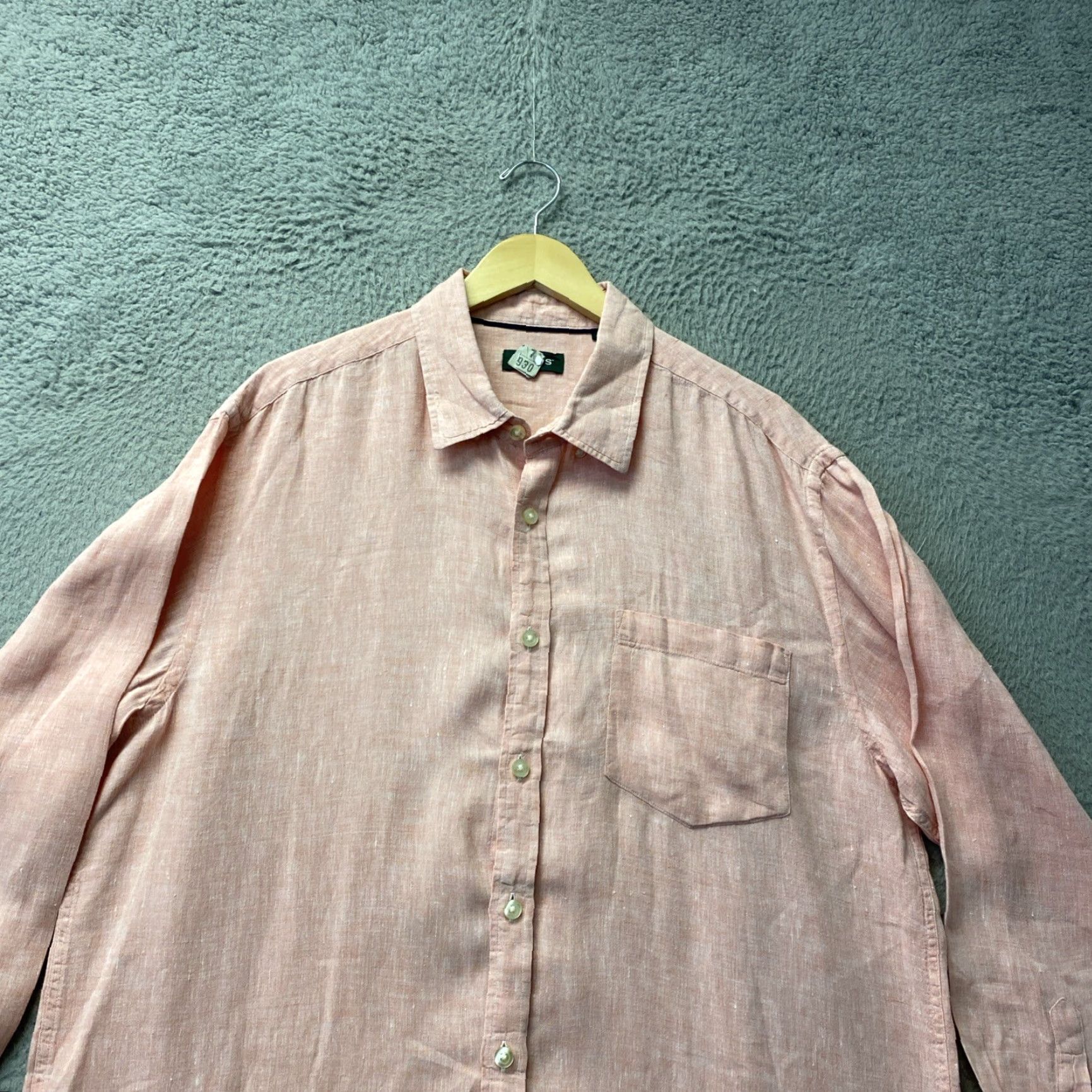 Orvis VINTAGE Orvis Men's Salmon Linen Shirt Long Sleeve Button-Down Casual Summer XL Size US XL / EU 56 / 4 - 2 Thumbnail