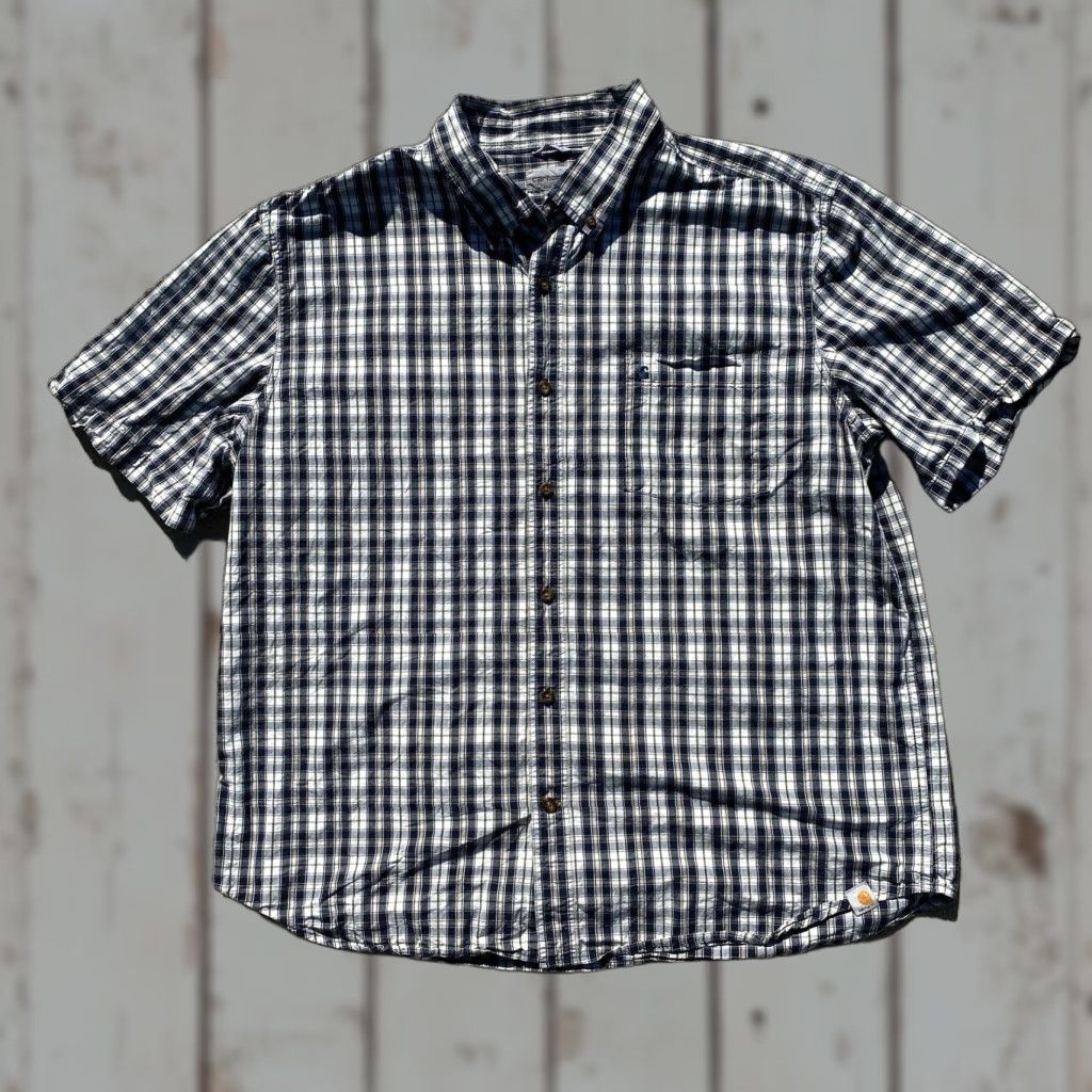 Carhartt Carhartt Shirt Mens Plaid Flannel Short Sleeve 2XL Relaxed Fit Button-Up Lumber Jack Multicolor Autumn Winter Casual Workwear Size US XXL / EU 58 / 5 - 1 Thumbnail