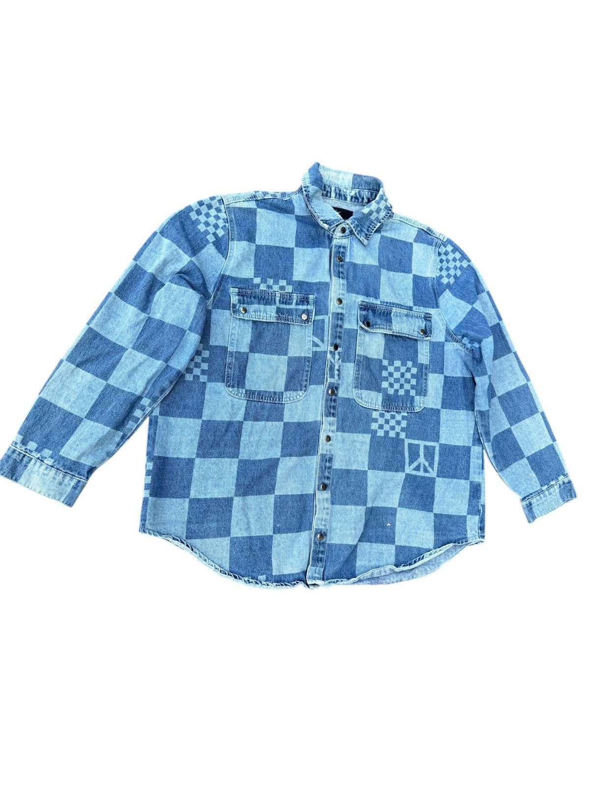 Japanese Brand × Kapital JAPAN BRAND JUNY DENIM PLAID SNAP BUTTON JACKET OVERSIZED Size US M / EU 48-50 / 2 - 2 Thumbnail