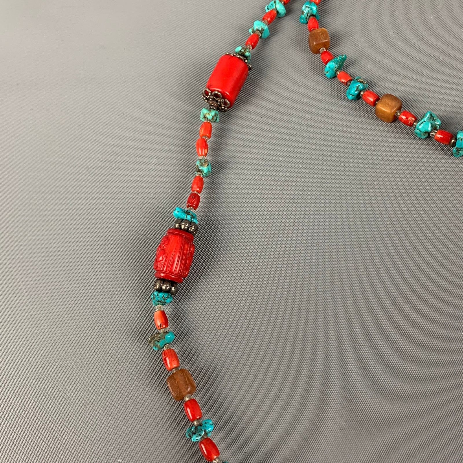 Vintage VINTAGE Coral Turquoise Sterling Silver Double Necklace Size ONE SIZE - 2 Thumbnail