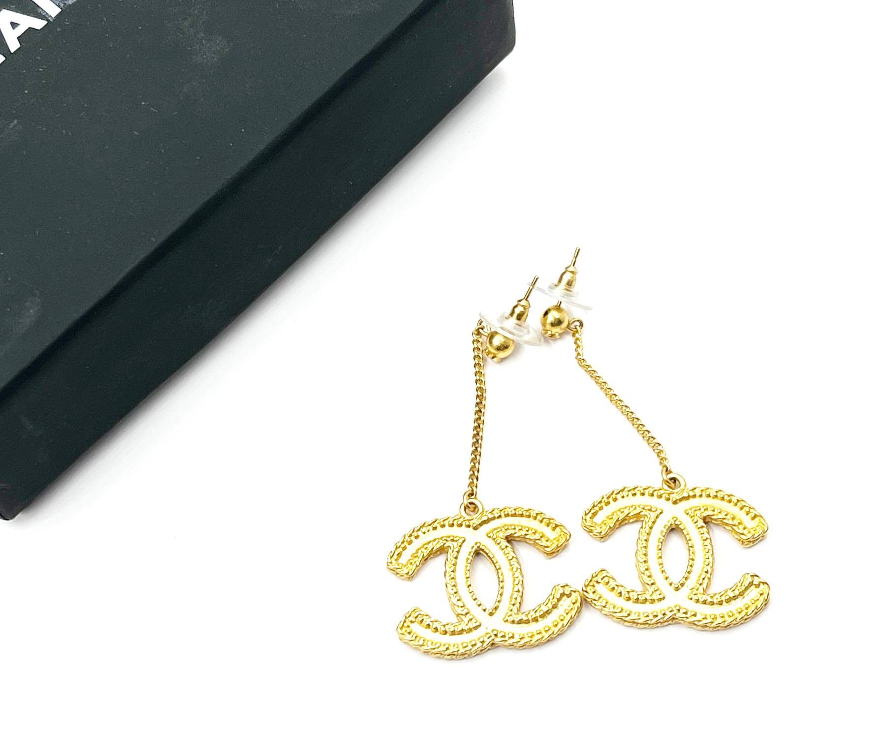 Chanel Chanel Classic Gold CC Dangle Piercing Earrings Size ONE SIZE - 2 Thumbnail