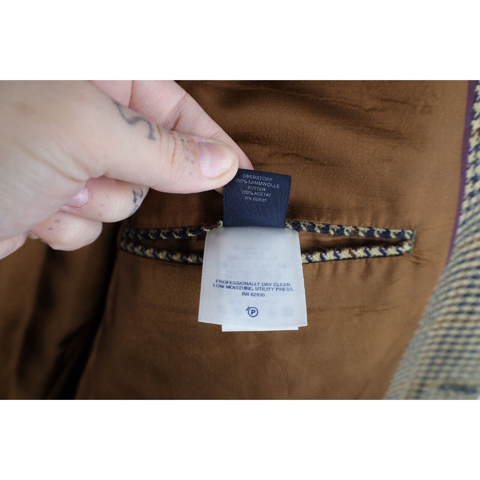 Lands' End × Vintage Vintage 90s Lands End Lambswool Houndstooth Suit Coat Size 44R - 12 Thumbnail