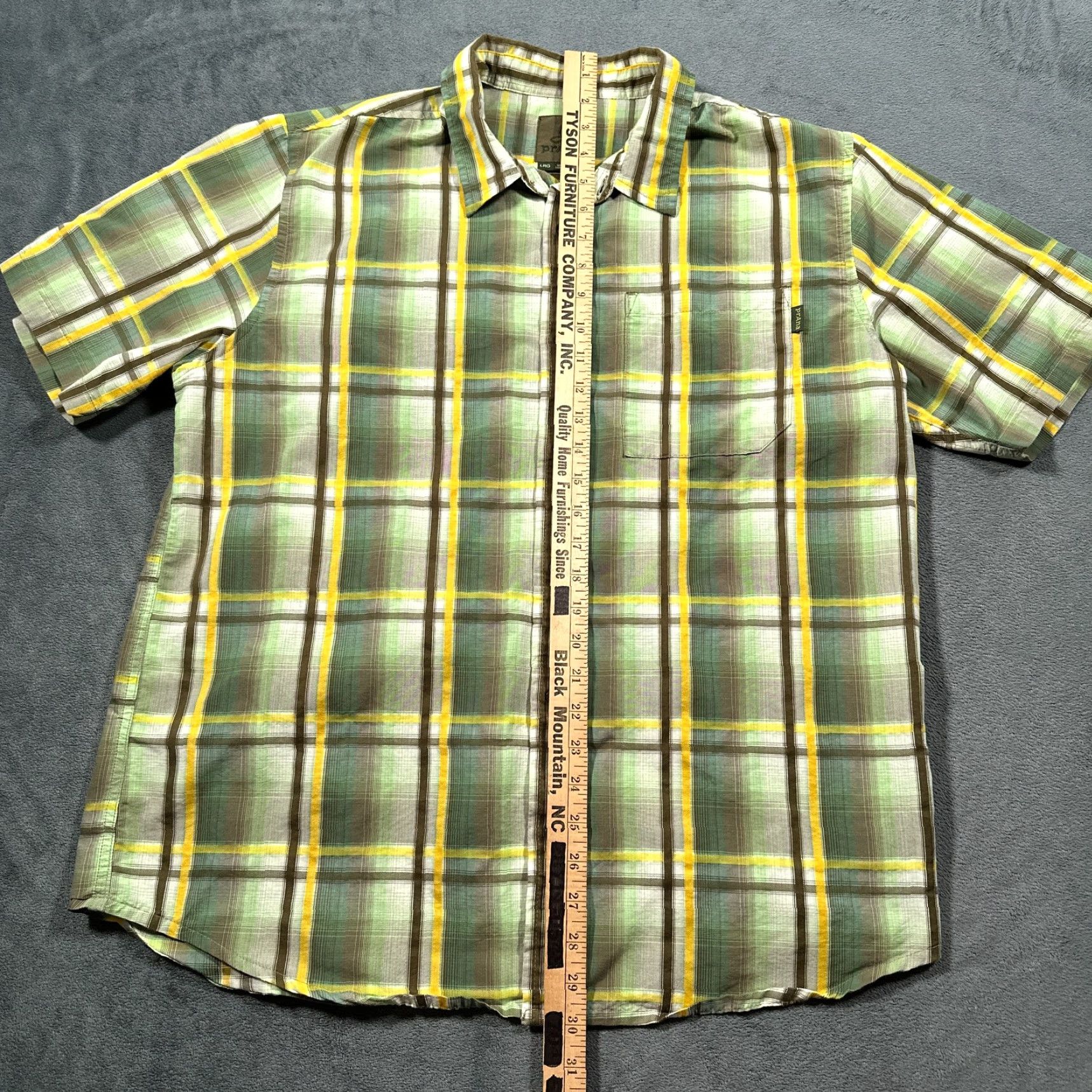 Prana Prana Shirt Mens Large Green Yellow Plaid Short Sleeve Button Up Outdoor Casual Size US L / EU 52-54 / 3 - 6 Thumbnail