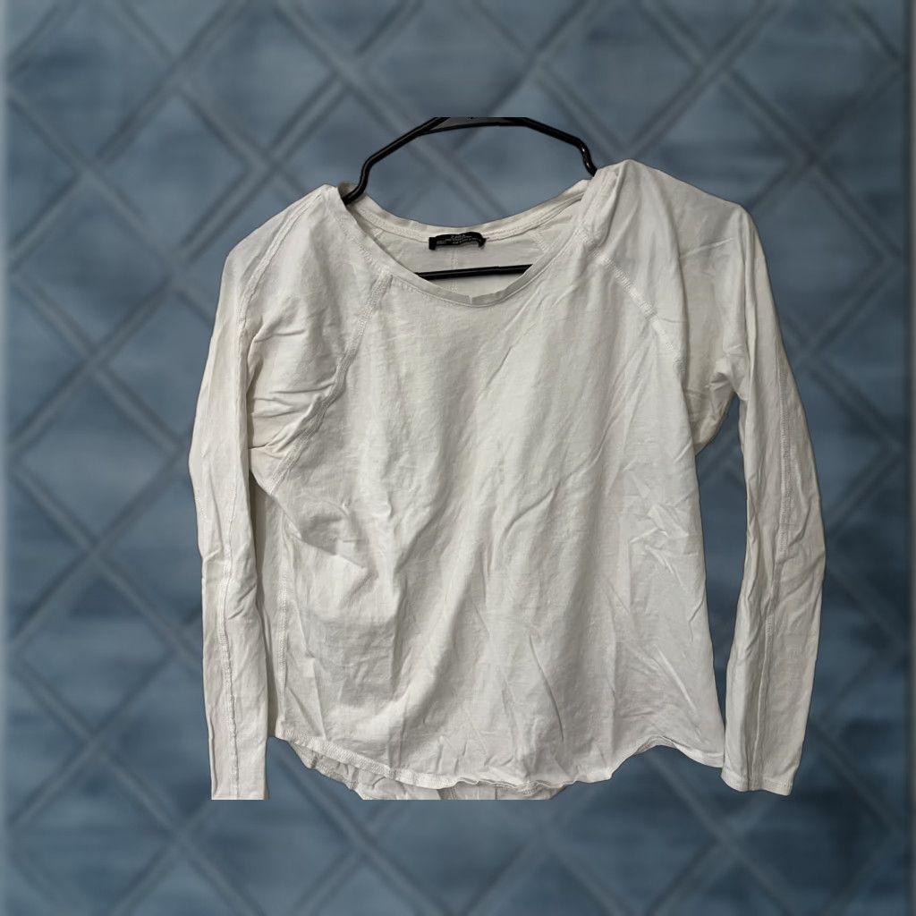 Zara VINTAGE NO. Zara W&B Collection Shirt Womens Regular Size 5 White Long Sleeve Round Neck Casual Blouse 5 Size S / US 4 / IT 40 - 1 Thumbnail