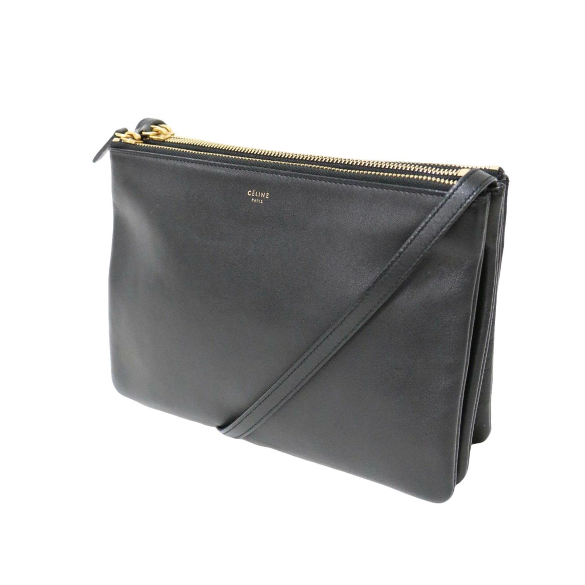 Celine Bag Black Trio Large Shoulder Crossbody Phoebe Period Women's