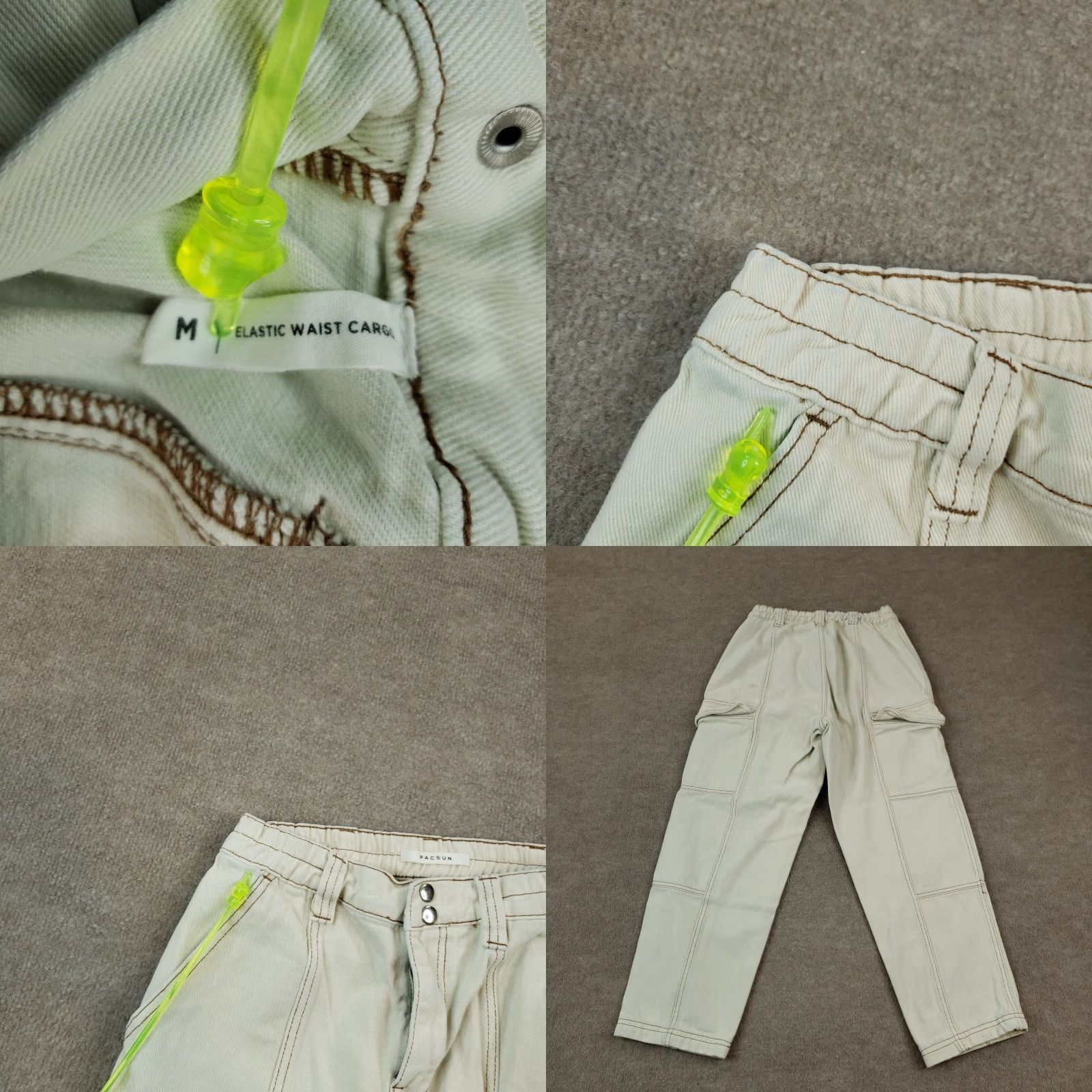 Pacsun PacSun Women's Beige Cargo Pants Medium Elastic Waist Straight Leg Size 32" / US 10 / IT 46 - 8 Thumbnail