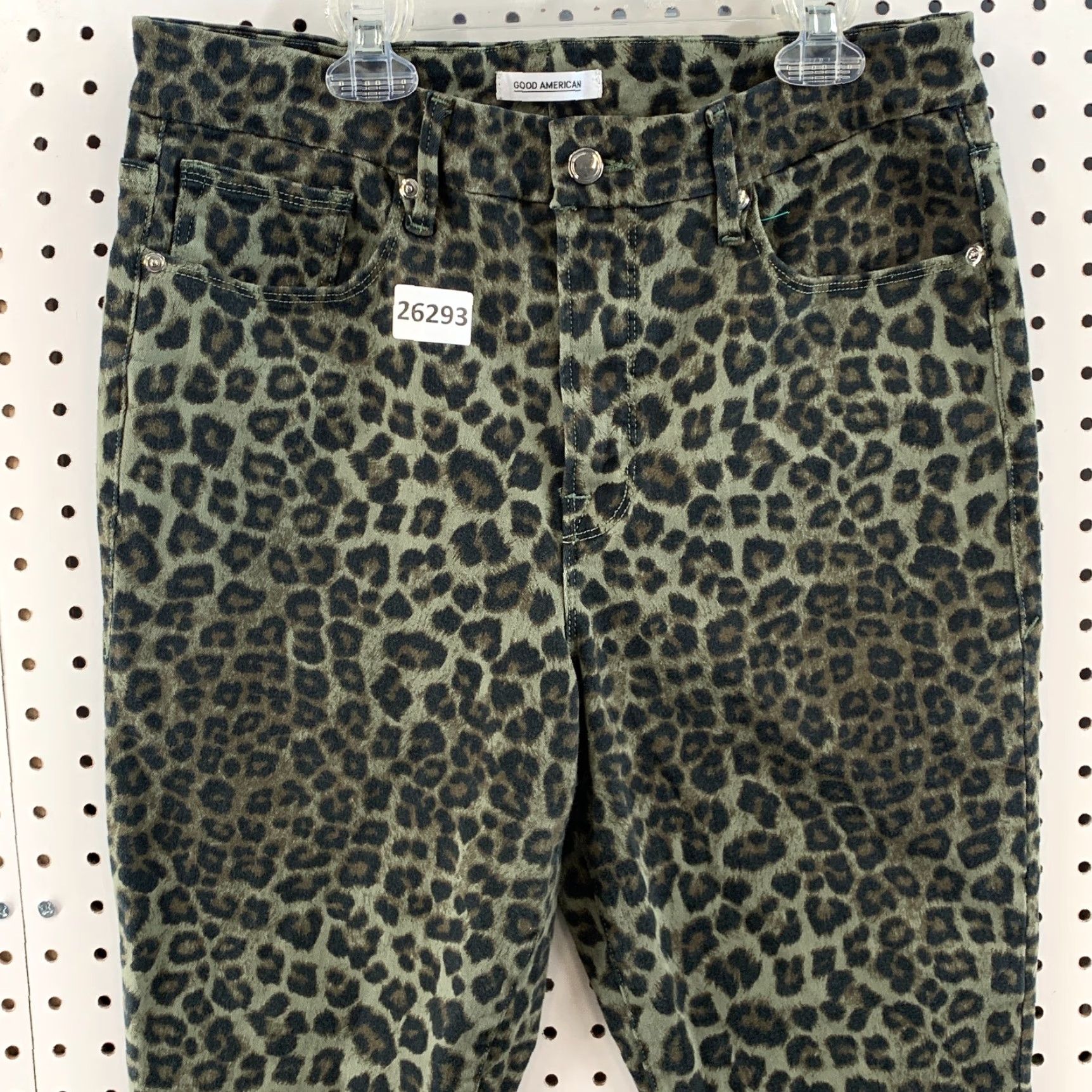 Good American Good American Sage Leopard Goodlegs Crop Skinny Jeans SZ 14 29x27.5 Size 29" - 2 Thumbnail