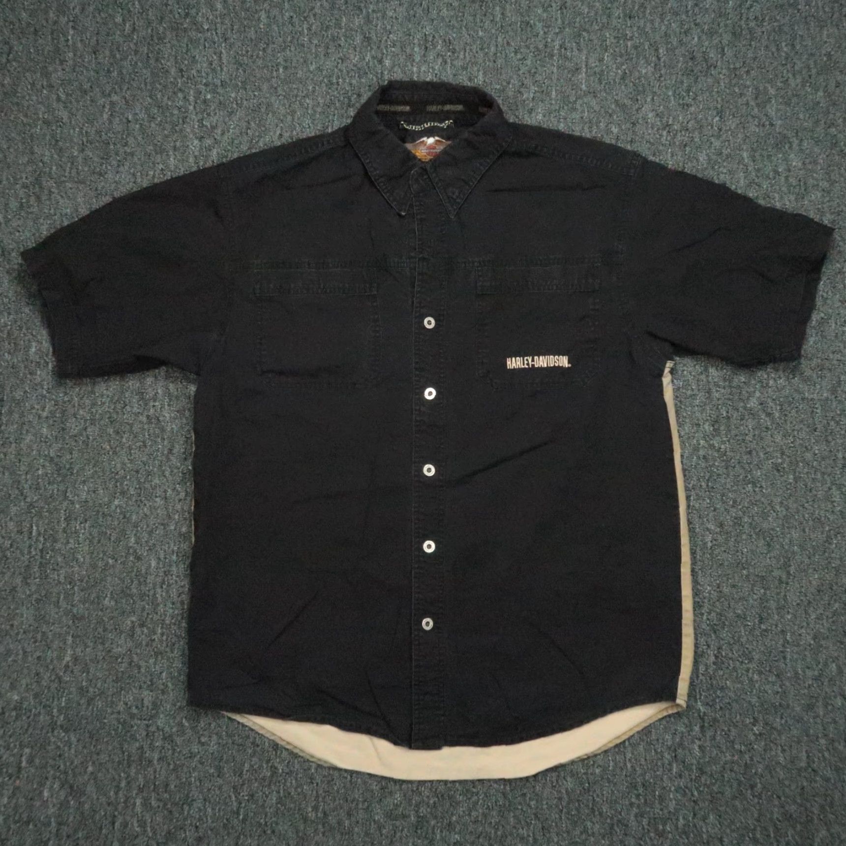 Harley Davidson VINTAGE Harley-Davidson Shirt Mens Medium Short Sleeve Cotton Black Motorcycle 80s Size US M / EU 48-50 / 2 - 2 Thumbnail