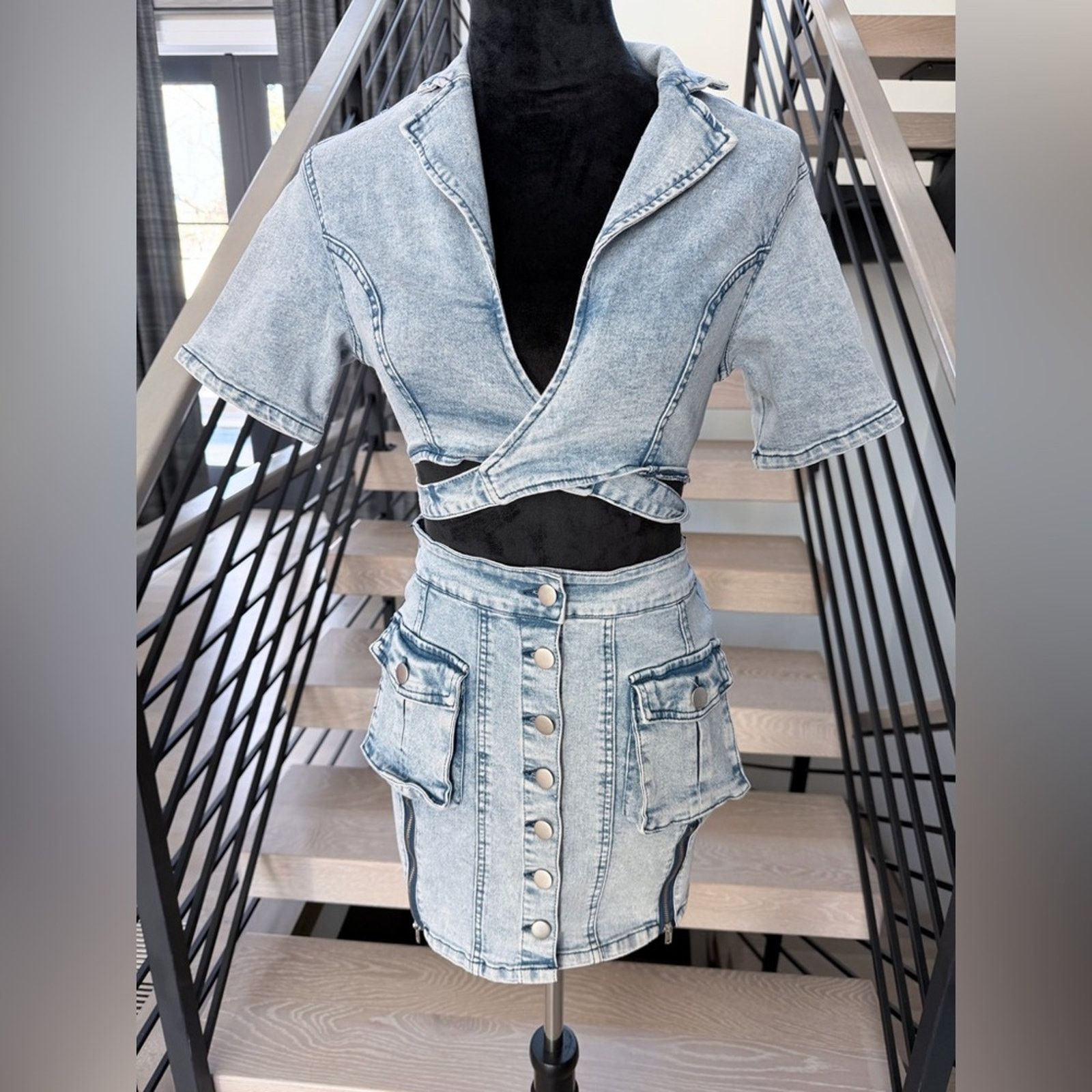 Other New Y2K Distressed Chic Denim Dress size S Size S / US 4 / IT 40 - 9 Thumbnail