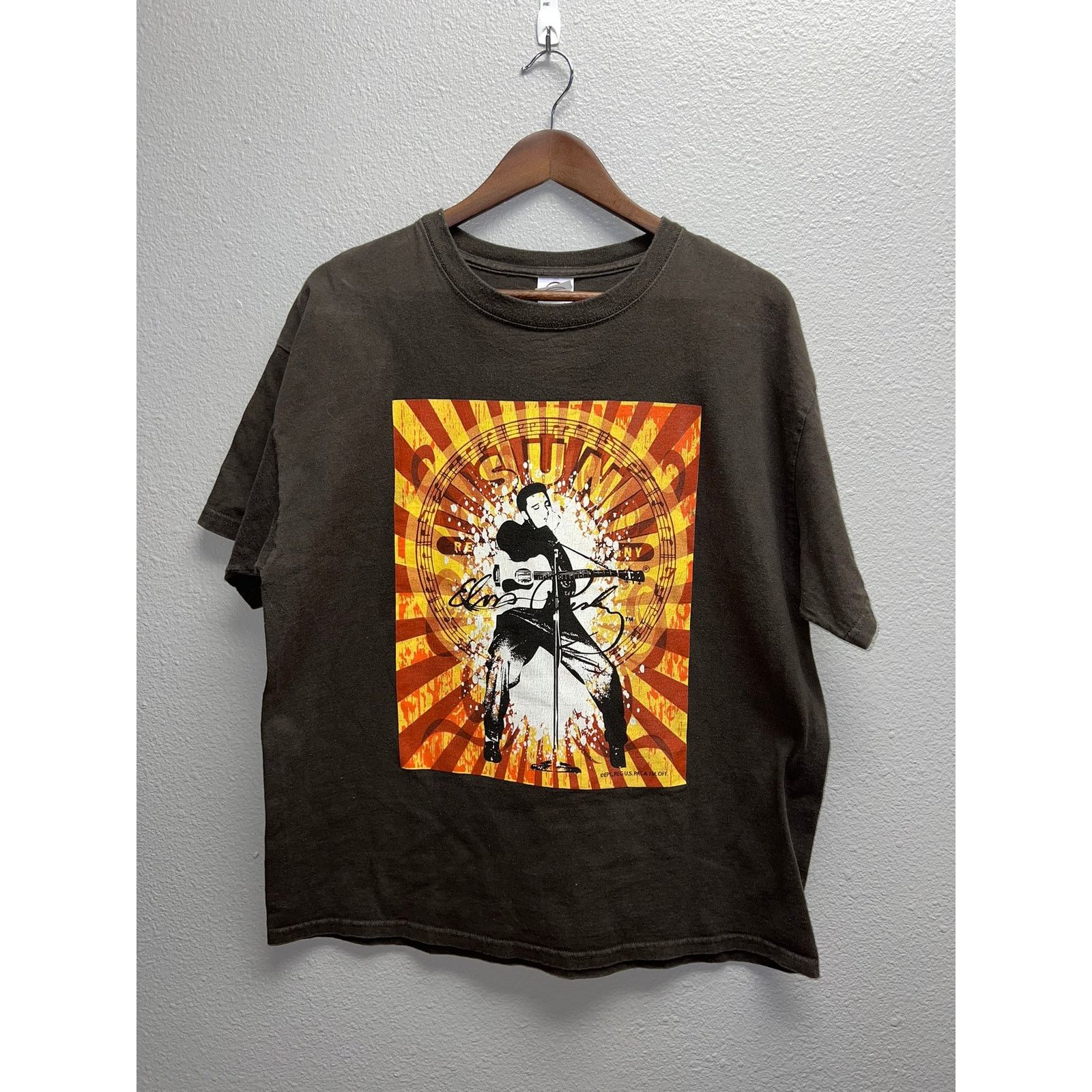 Delta Vintage Elvis Presley Shirt Sun Records Brown Tee VTG Large Size US L / EU 52-54 / 3 - 1 Thumbnail