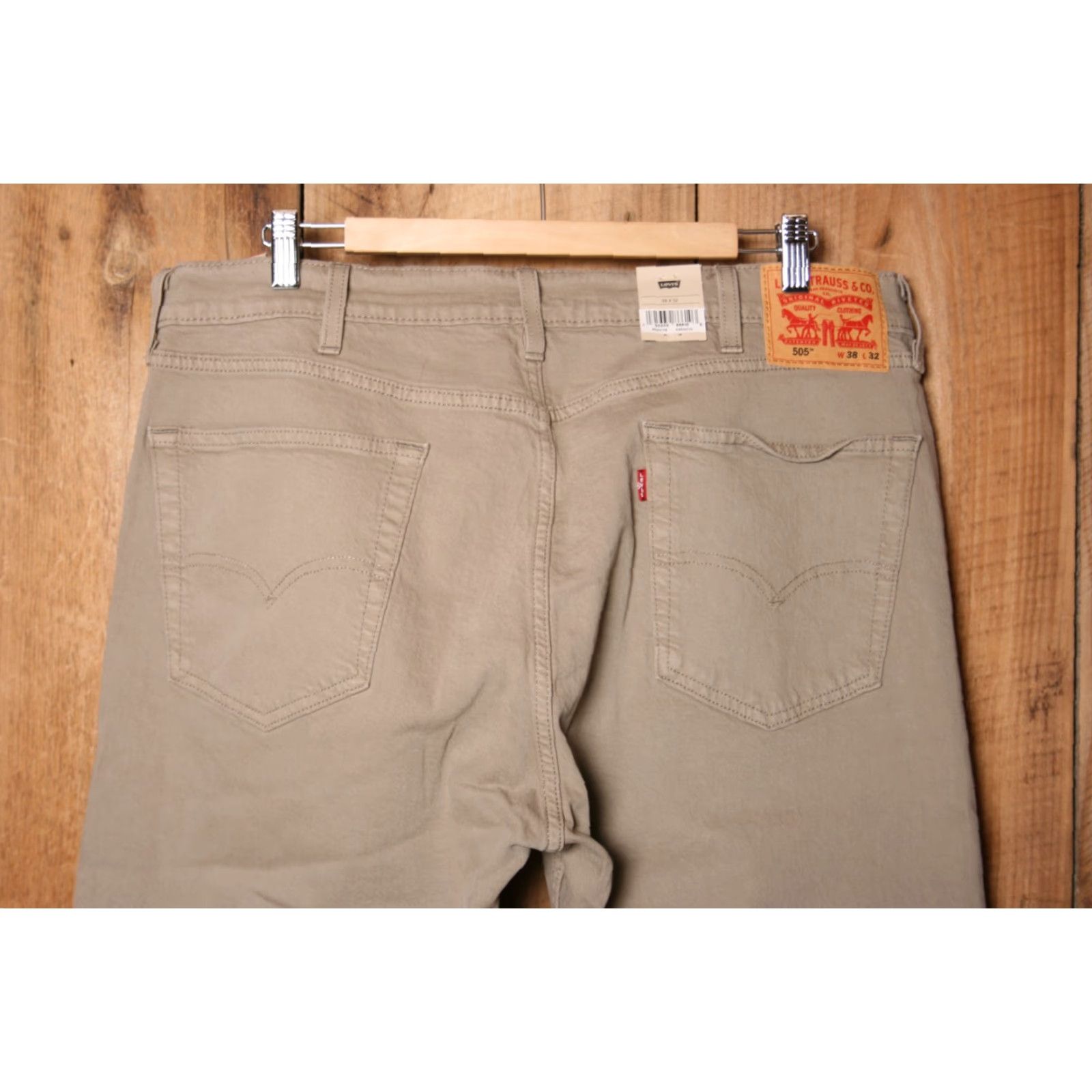 Levi's LEVI'S 505 Khaki Eco Ease Regular Fit Straight Leg Denim Jeans 38x32 Mens Slim Beige Color Size US 38 / EU 54 - 5 Thumbnail