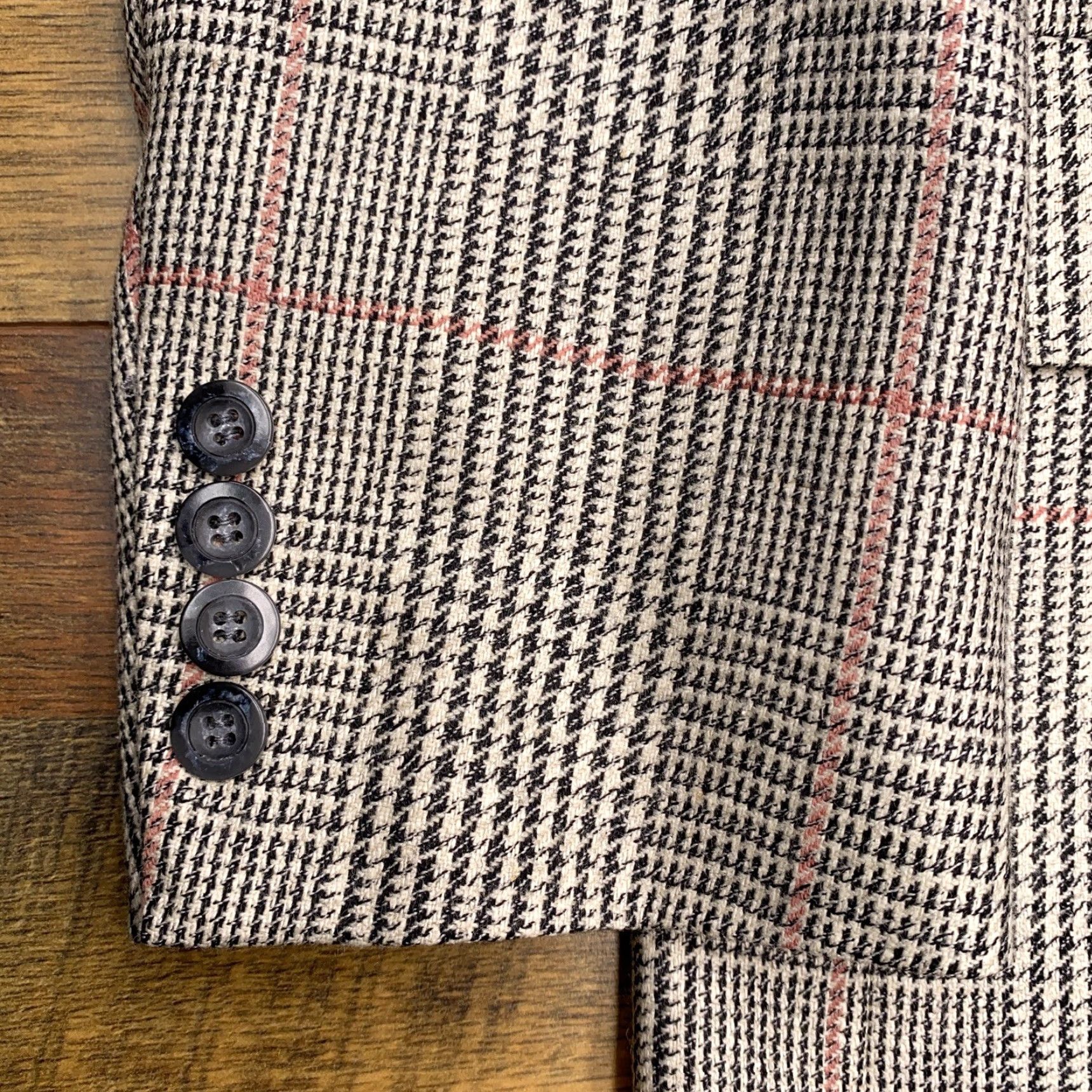 Vintage VINTAGE Kuppenheimer Sport Coat Blazer 44 Black White Houndstooth Plaid Men Regular Notch Lapel Wool Wool Pattern 44 Chest Size 44R - 6 Thumbnail