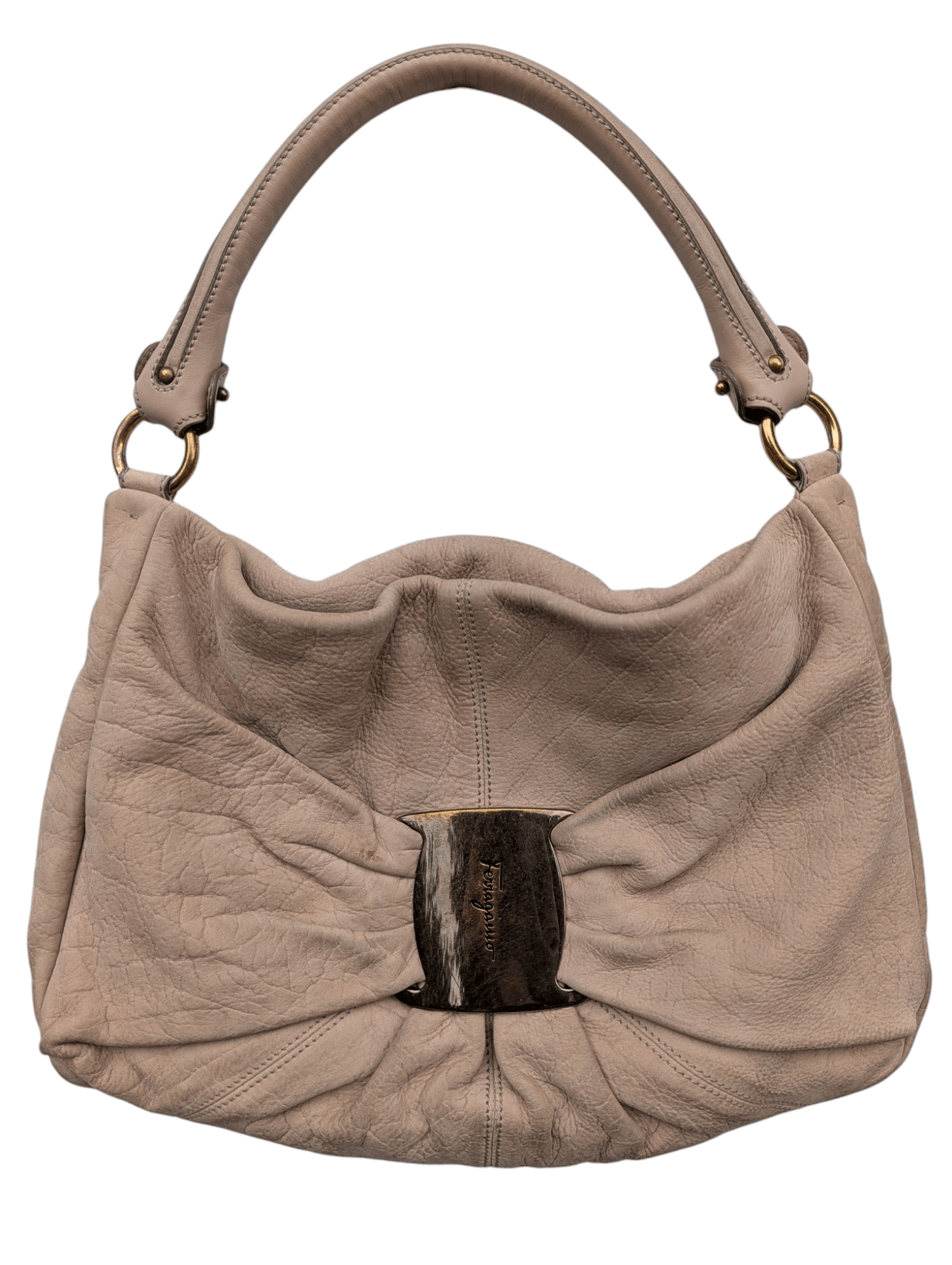 Salvatore Ferragamo Salvatore Ferragamo Brown Leather Ruched Bow Shoulder Bag Size ONE SIZE - 1 Thumbnail