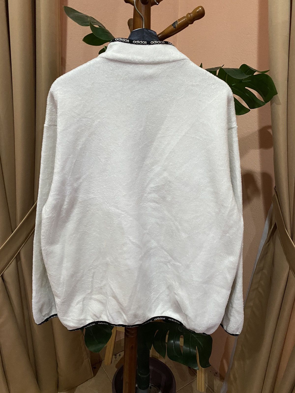 Adidas Vintage Adidas White Fleece Pullover Jacket - 1990s - Unisex Size US M / EU 48-50 / 2 - 7 Thumbnail