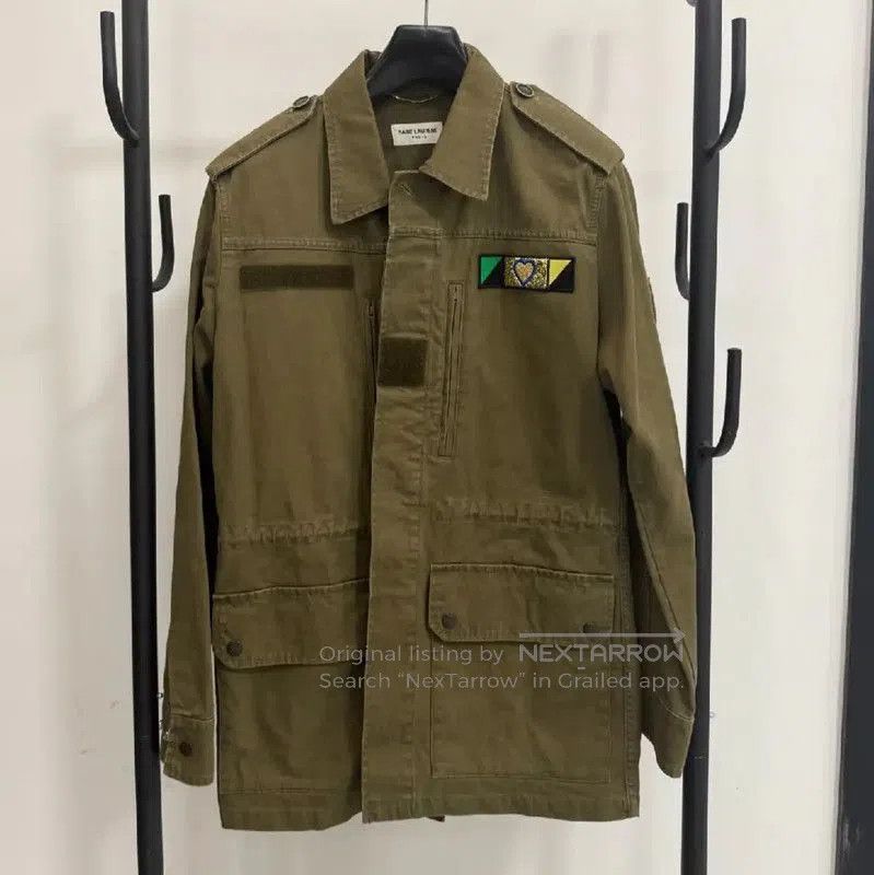 YSL Military Green Long Sleeve Cardigan .