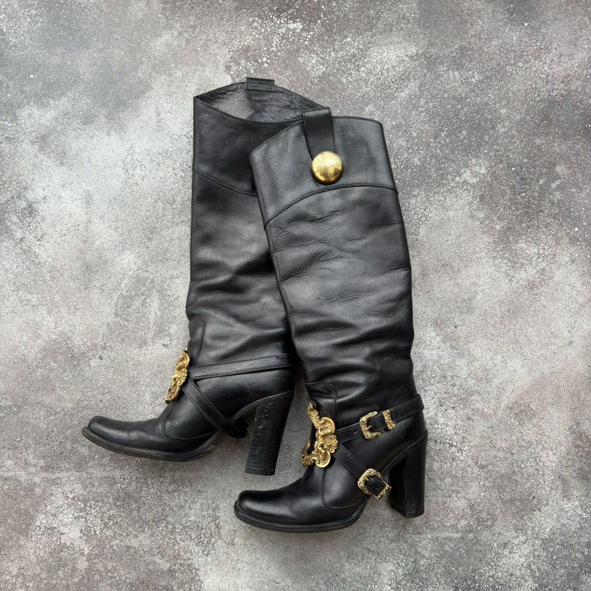 Dolce & Gabbana Dolce & Gabbana Black Leather Heels Boots Size US 6 / IT 36 - 11 Thumbnail