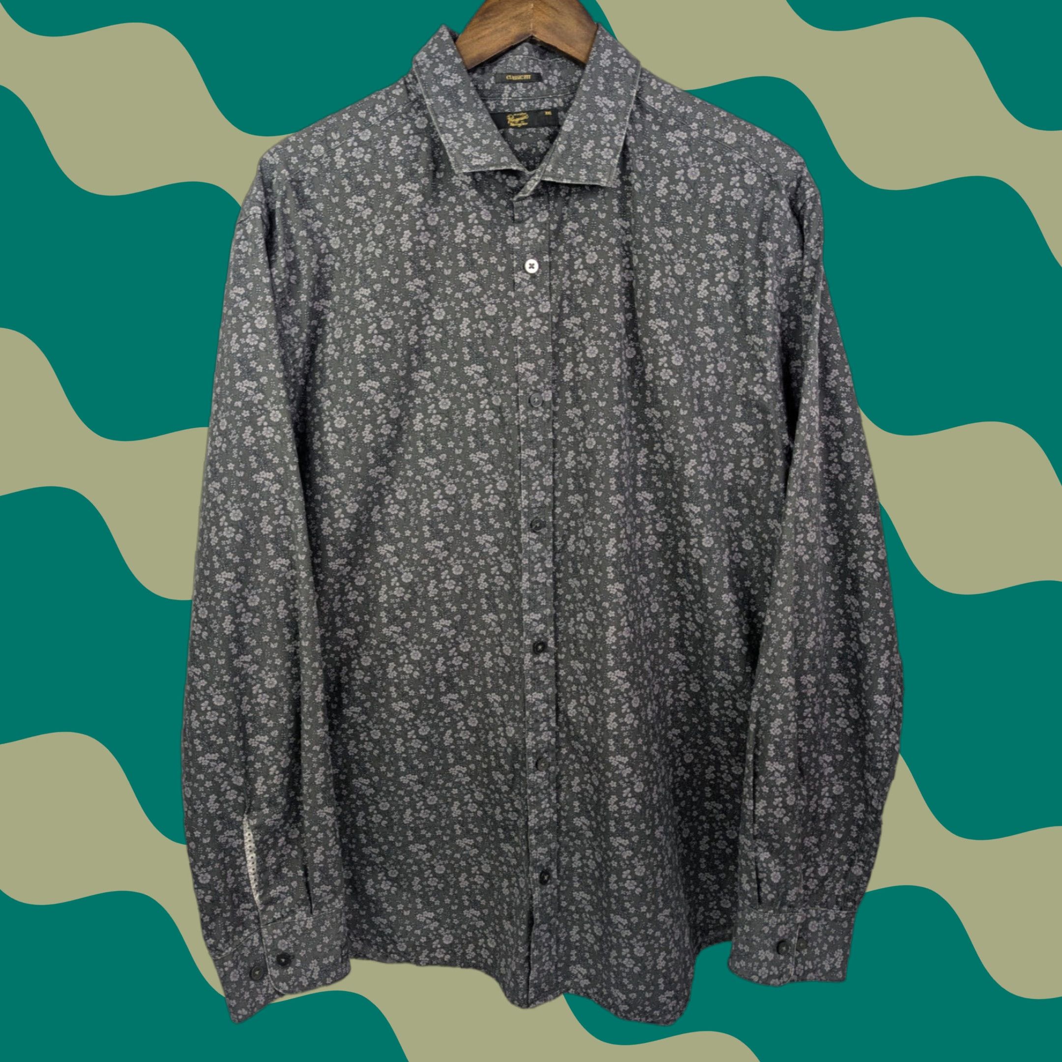 Vintage Penguin Munsingwear Floral Long Sleeve Grey Shirt Mens 2XL Button Classic Fit Size US XXL / EU 58 / 5 - 1 Thumbnail