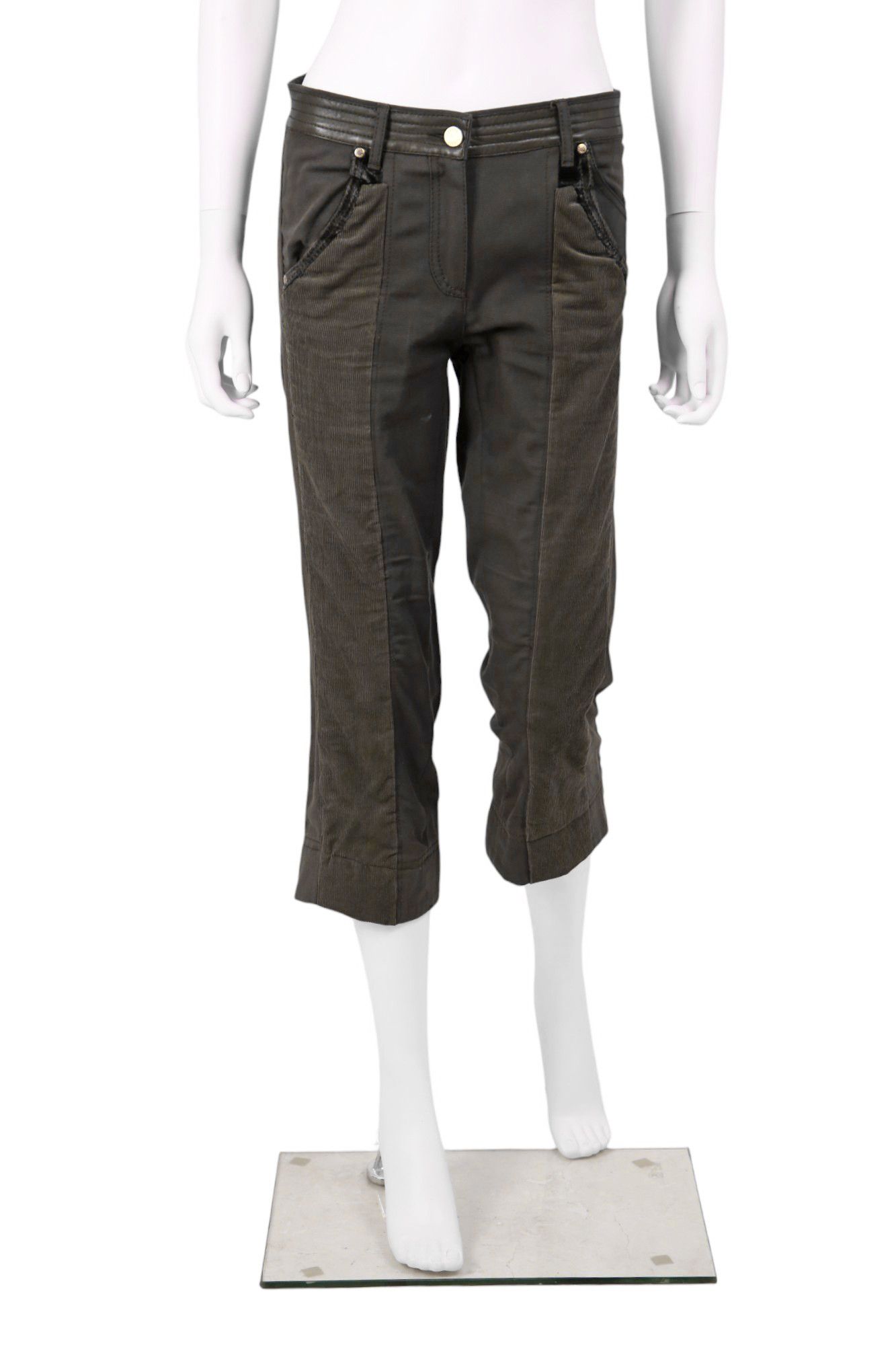 Roberto Cavalli F/W 2005 Bondage Petrol Green Capri Pants Size 27" / US 4 / IT 40 - 1 Thumbnail
