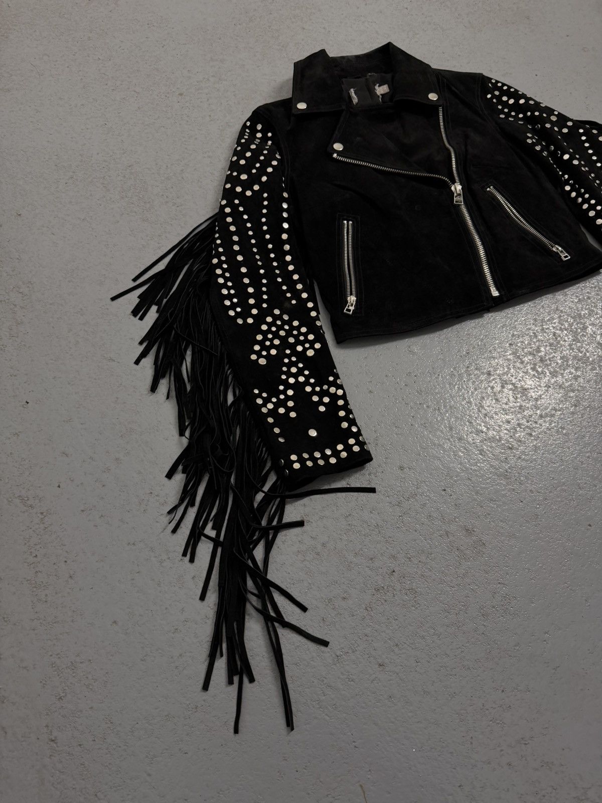 Leather Vintage Leather Metal Rivets Leather Laces Cropped Jacket Size S / US 4 / IT 40 - 3 Thumbnail
