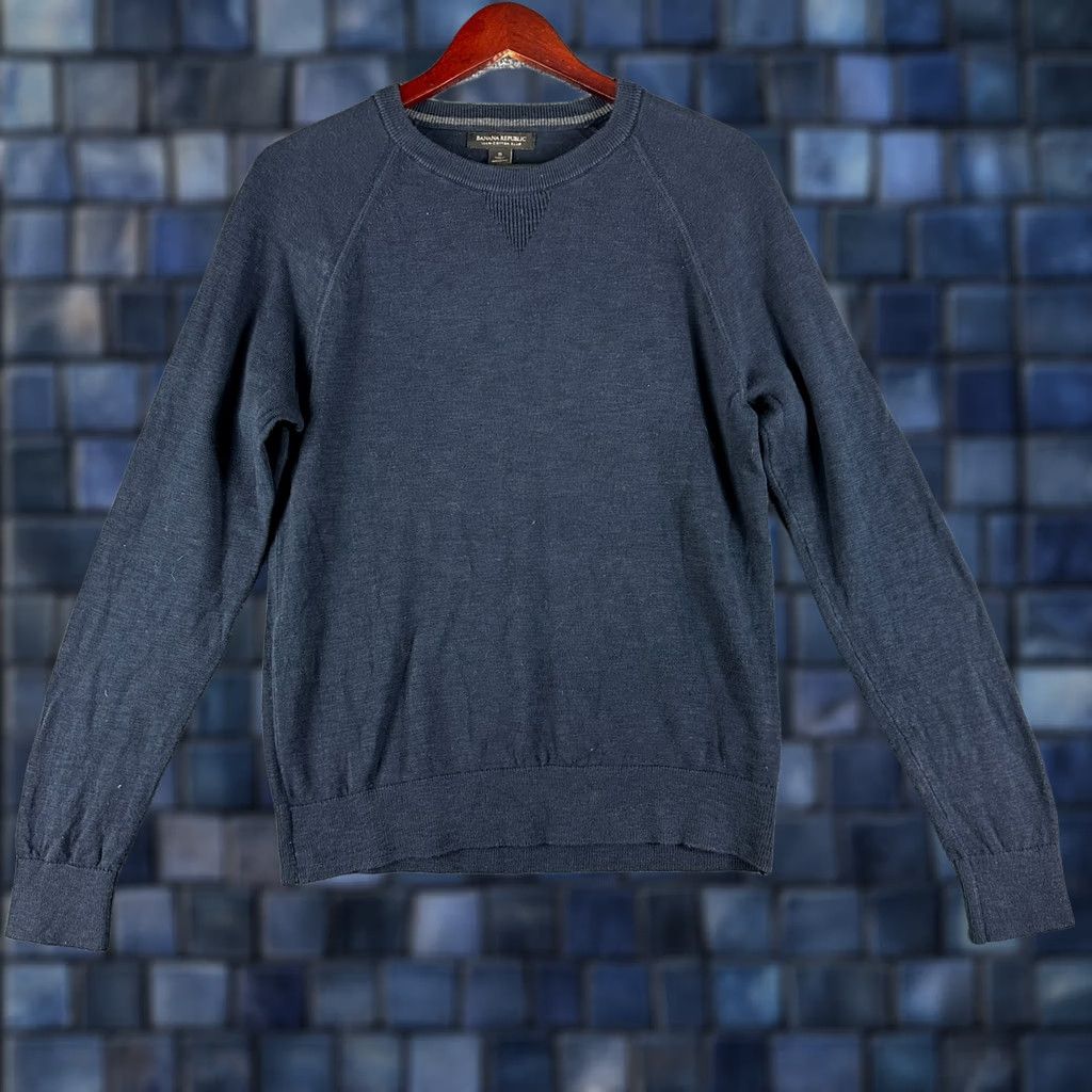 Banana Republic Banana Republic Sweater Mens S Blue Cotton Pullover Ribbed Hem Size US S / EU 44-46 / 1 - 1 Thumbnail