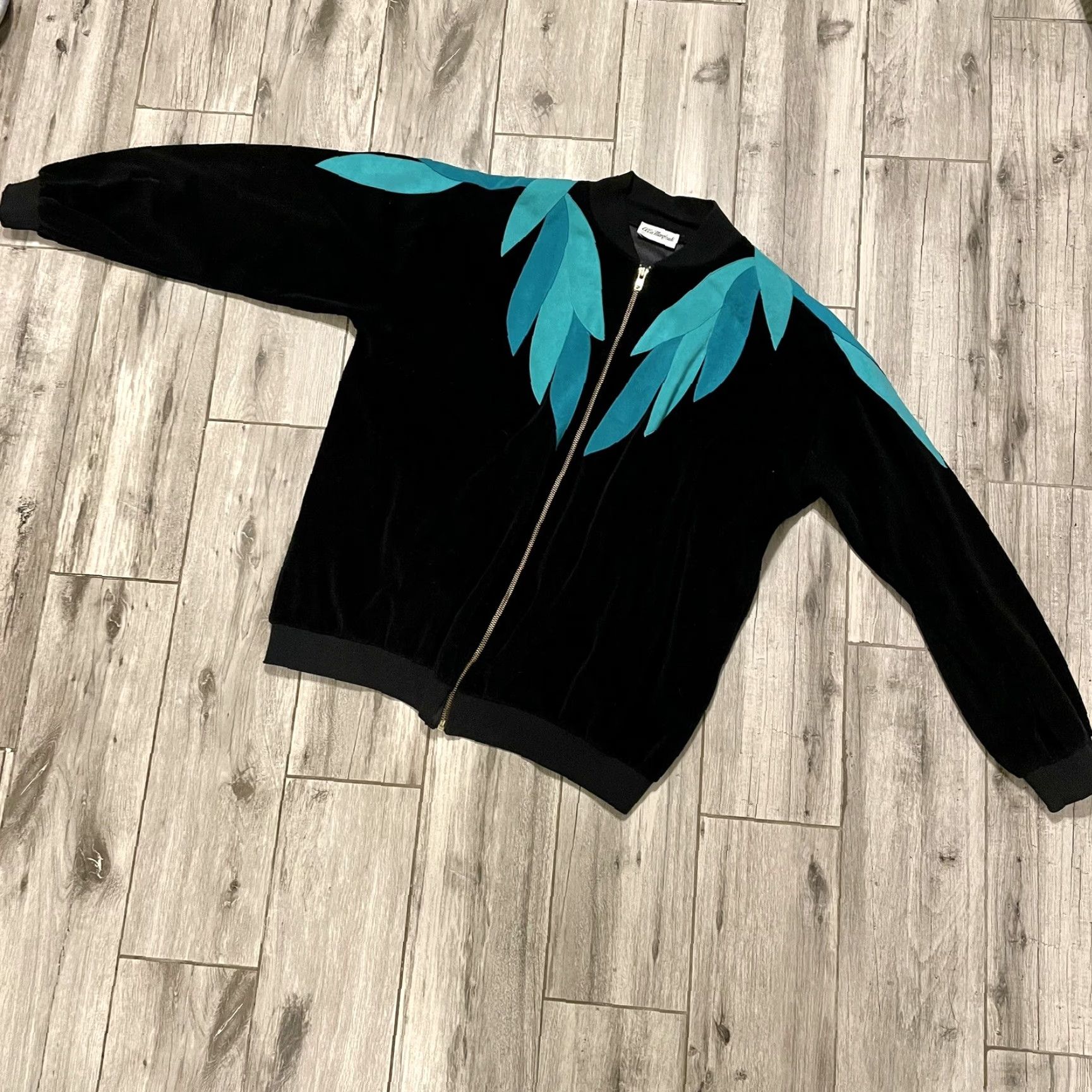 Velvet VTG Ella Manfredi Velvet Geometic Suede Full Zip USA Large Sweater Bingo Granny Size L / US 10 / IT 46 - 2 Thumbnail