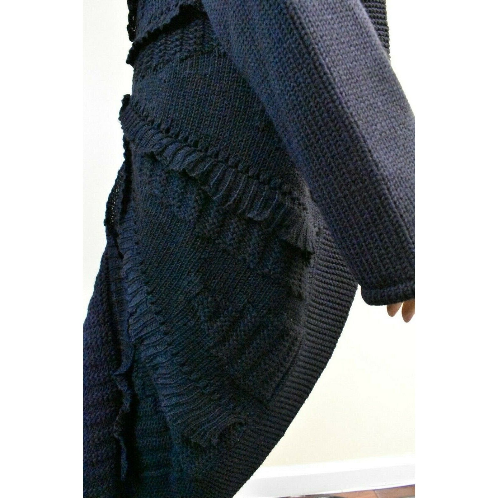 Valentino VALENTINO NAVY WOOL SWEATER LONG CARDIGAN OVER COAT L ITALY Size L / US 10 / IT 46 - 8 Thumbnail