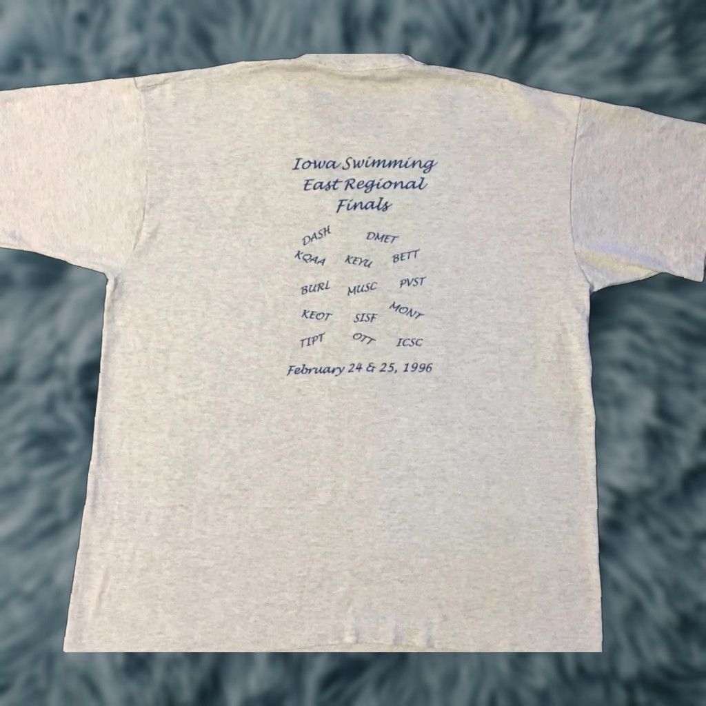 Vintage VINTAGE 90s Iowa Swim Finals Faded Shirt XL Gray Short Sleeve Men Single Stitch Tee Beach Grunge 80s 90s Retro Sports USA Humor Size US XL / EU 56 / 4 - 1 Thumbnail