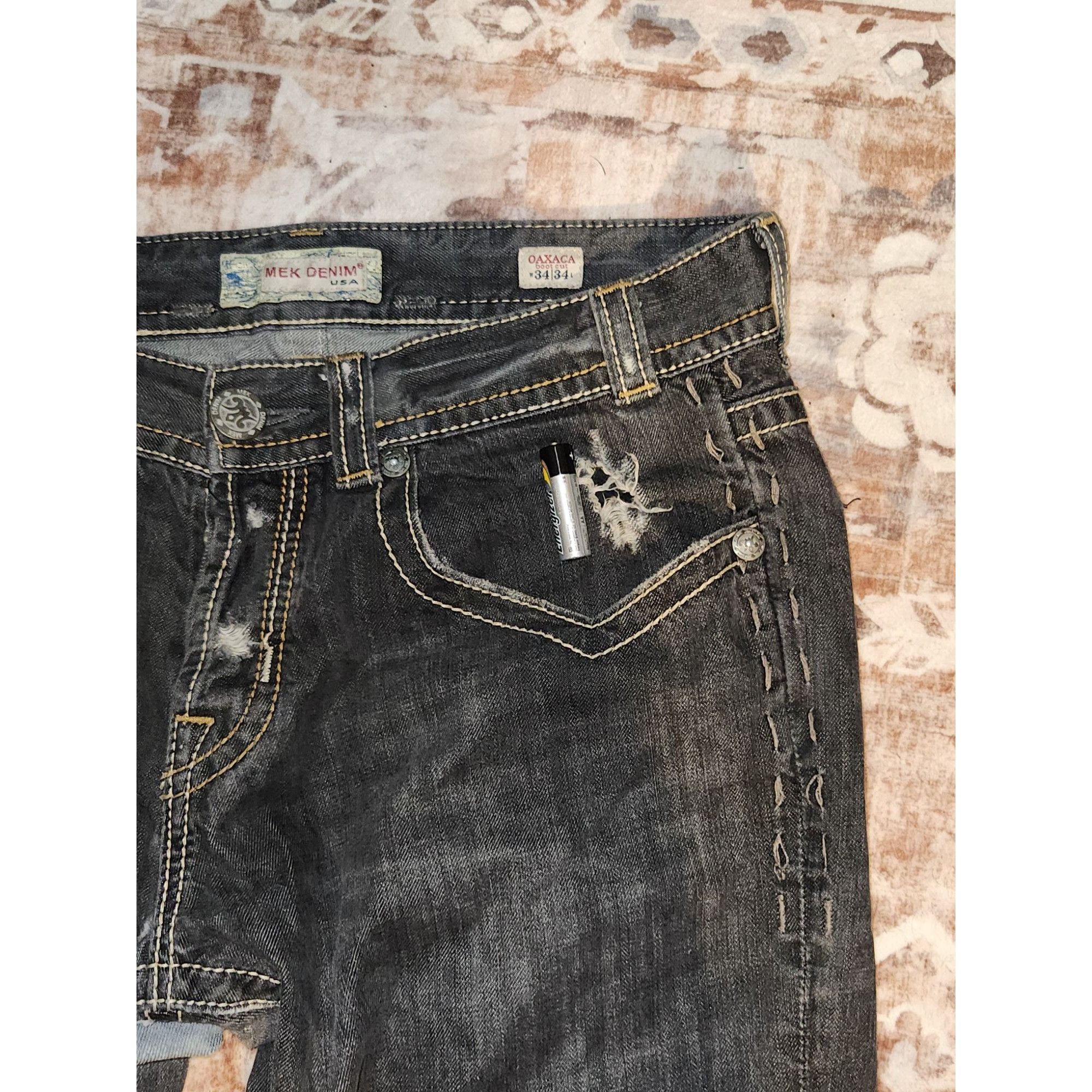 Vintage Mek Denim USA Blue Jeans Mens 34x34 Vtg Oaxaca Boot Cut Dist Size US 34 / EU 50 - 9 Thumbnail