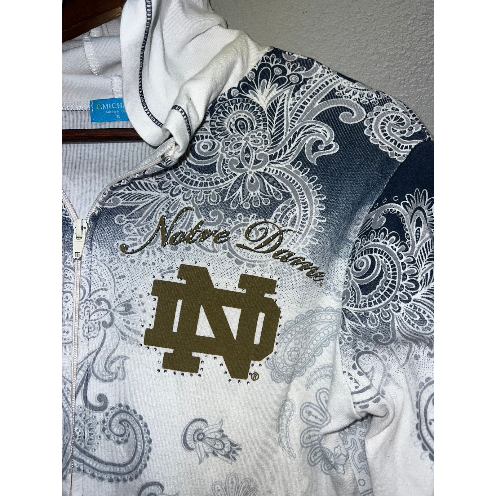 Vintage Womens Notre Dame Top Full Zip Tee Shirt P. Michael Small Size S / US 4 / IT 40 - 3 Thumbnail