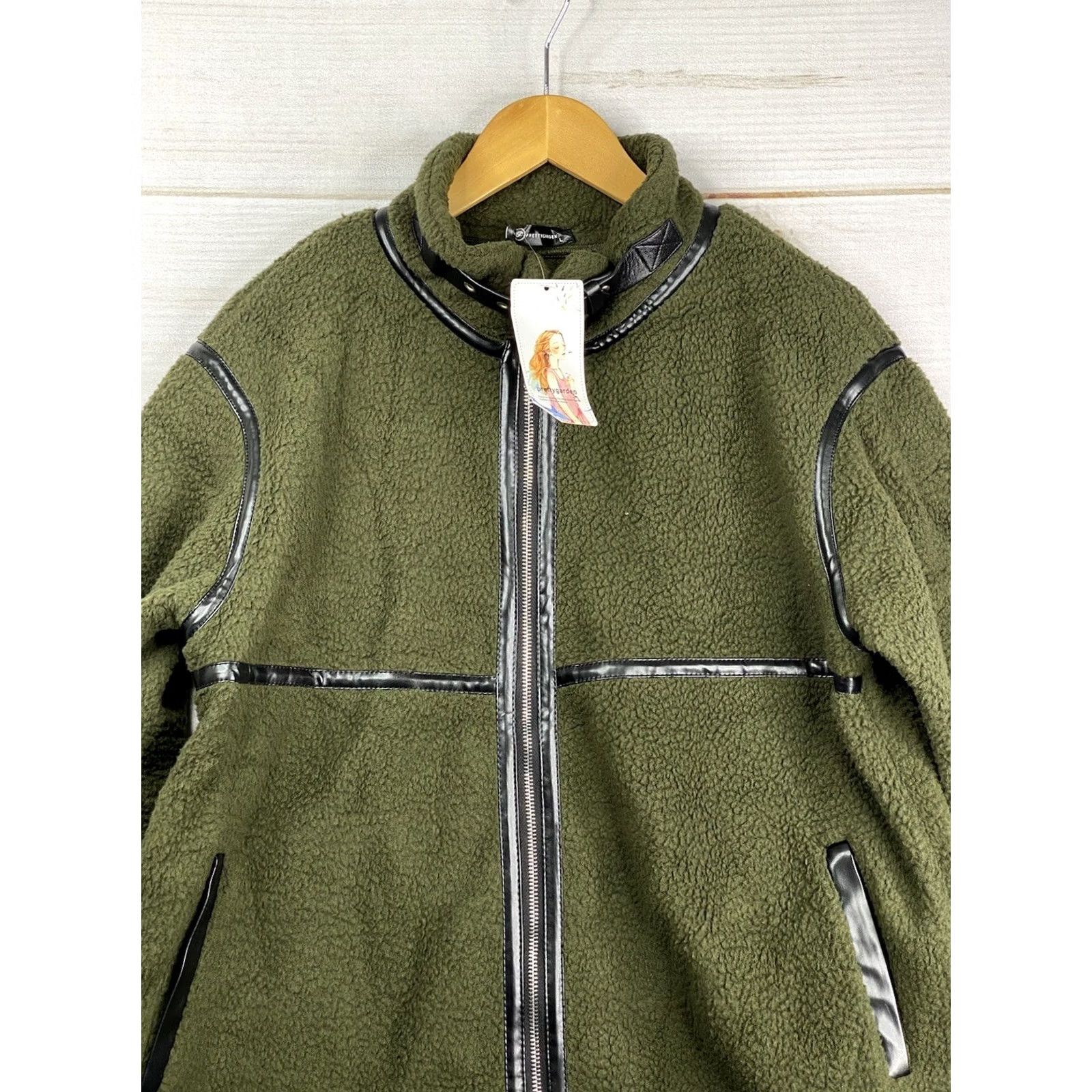 Vintage Pretty Garden Jacket Womens L Green Fleece Sherpa Hooded Long Zip Winter Coat Modern Piping Casual Mens? Women Size L / US 10 / IT 46 - 2 Thumbnail