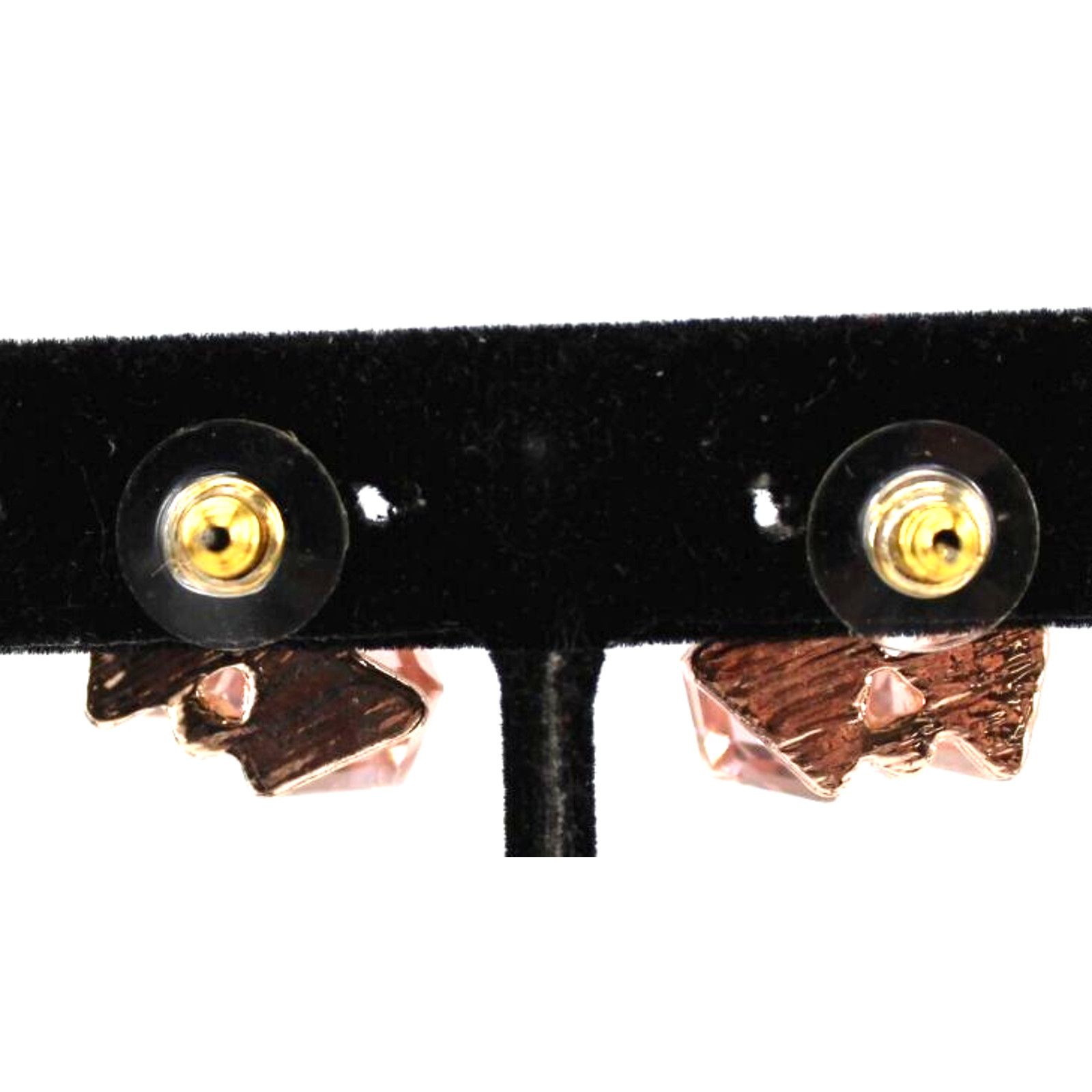 Other Pink Glass Ice Cube Earrings • Bezel Set Rhinestones • 1/2" Size ONE SIZE - 3 Thumbnail