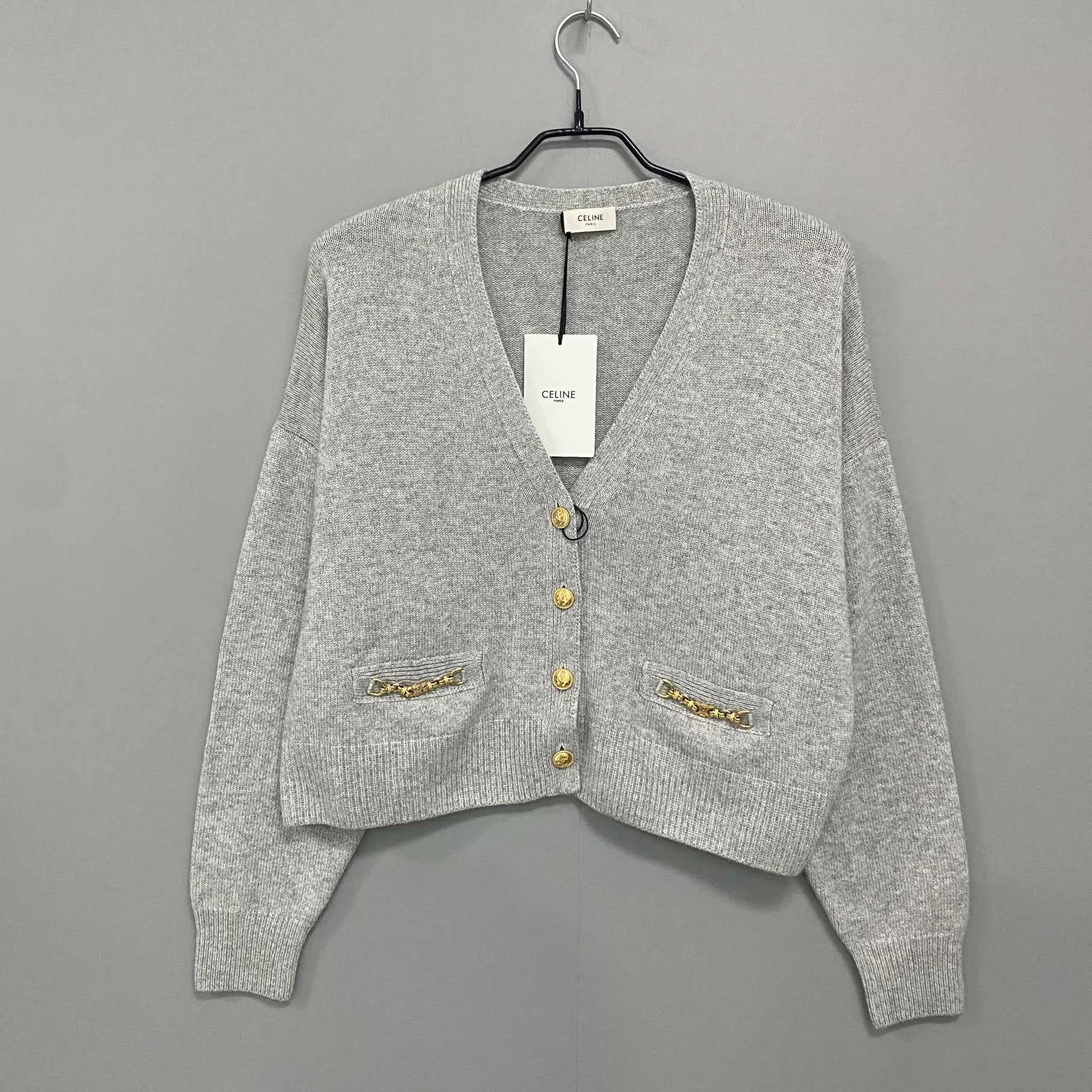 Celine Celine Triomphe Gold Button Cashmere Cardi S New Size S / US 4 / IT 40 - 1 Thumbnail