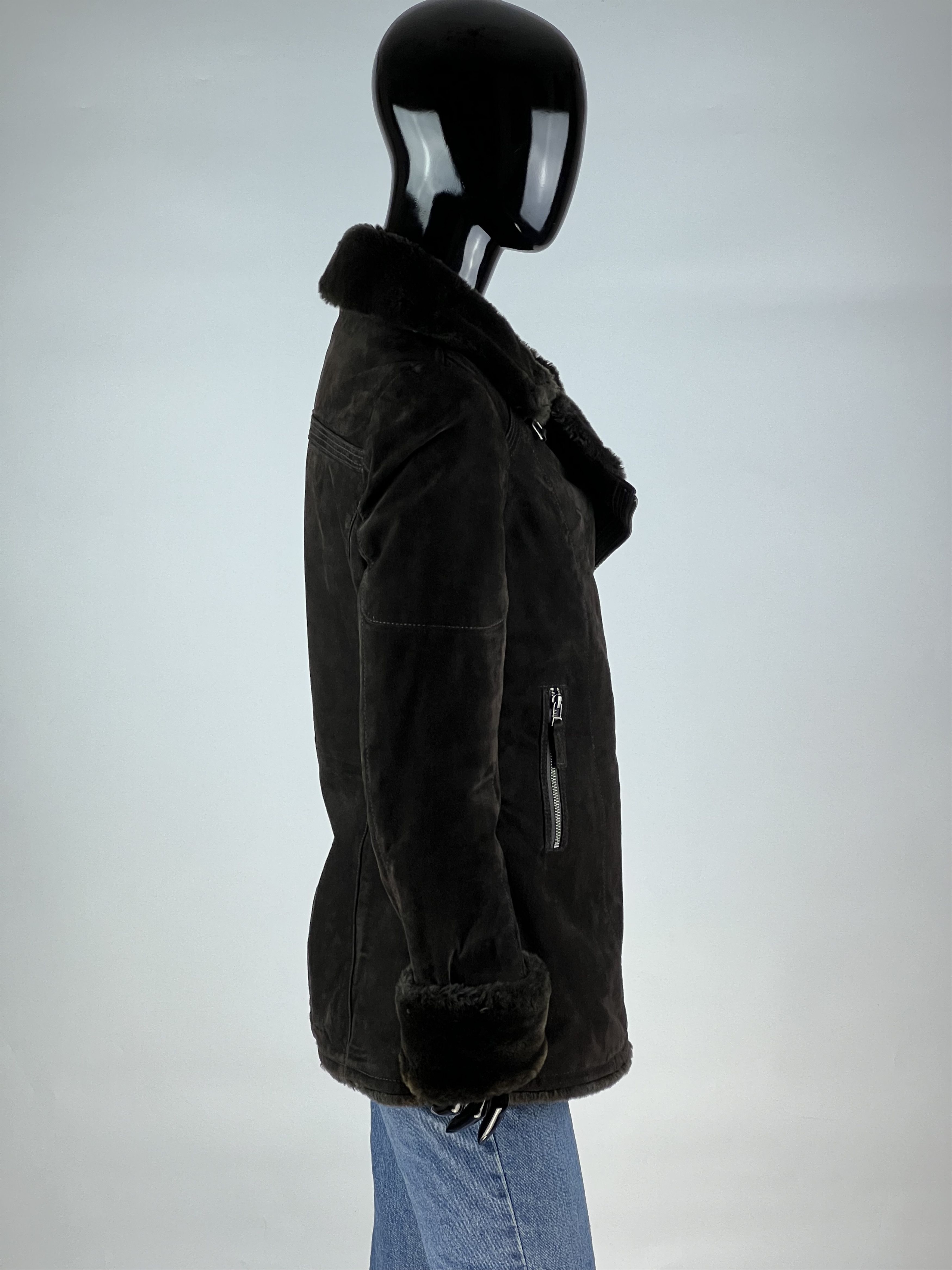 Designer Oakwood Women's Suede Leather Jacket Size S Faux Fur Lined Size S / US 4 / IT 40 - 3 Thumbnail