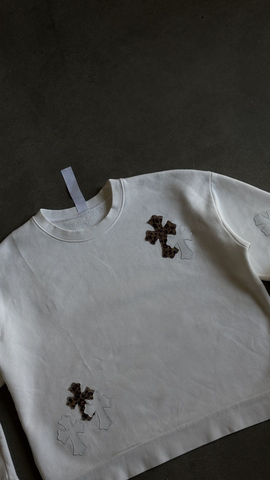 Chrome Hearts RARE! Chrome Hearts White & Leopard Cross Patch Sweatshirt. Size US S / EU 44-46 / 1 - 3 Thumbnail