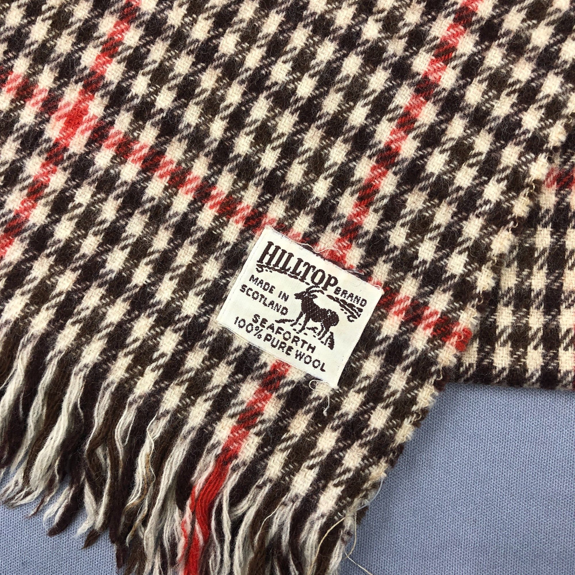 Japanese Brand Vintage Hilltop Scarf Muffler Wool Plaid Winter Scarves Size ONE SIZE - 4 Thumbnail