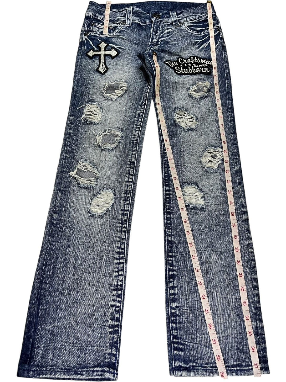 Japanese Brand × Kapital Vintage Japanese Brand Acid Wash Punk Ripped Patched Jeans Size 29" - 12 Thumbnail