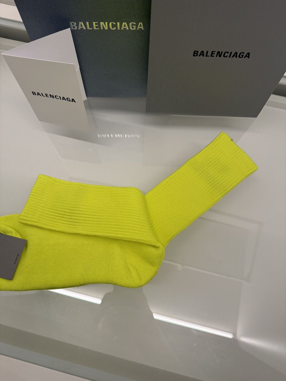 Balenciaga Balenciaga sporty B tennis socks neon yellow Size ONE SIZE - 6 Thumbnail