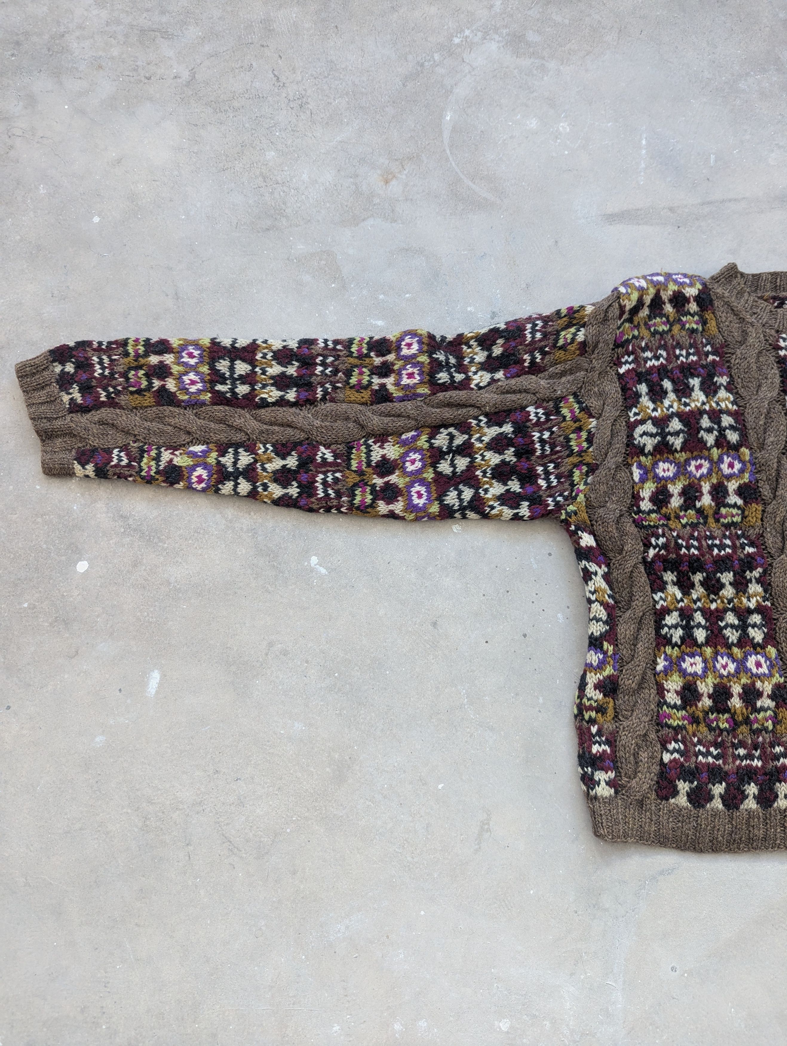 Aran Isles Knitwear × Japanese Brand × Vintage Vintage Wool Cable Knit Sweater Cropped Coogi Style Size M / US 6-8 / IT 42-44 - 5 Thumbnail