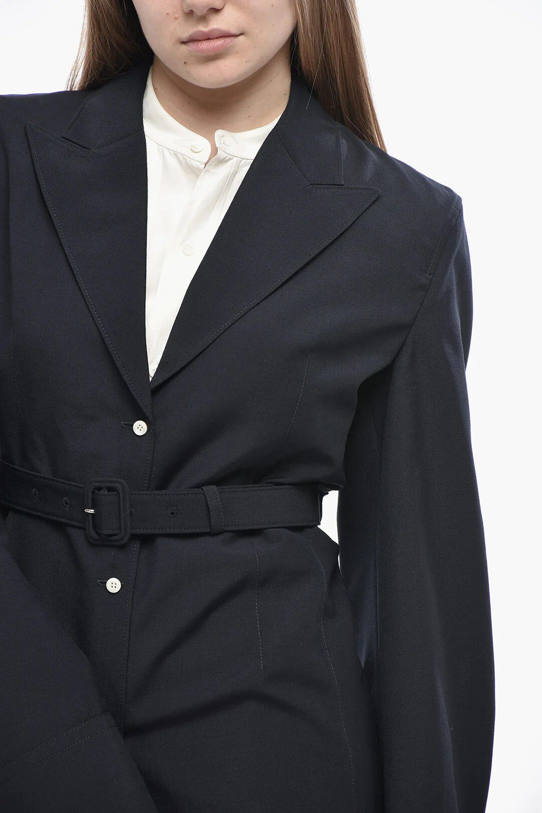 Prada og1mm0426 Mohair-Blend Blazer in Blue Size S / US 4 / IT 40 - 3 Thumbnail