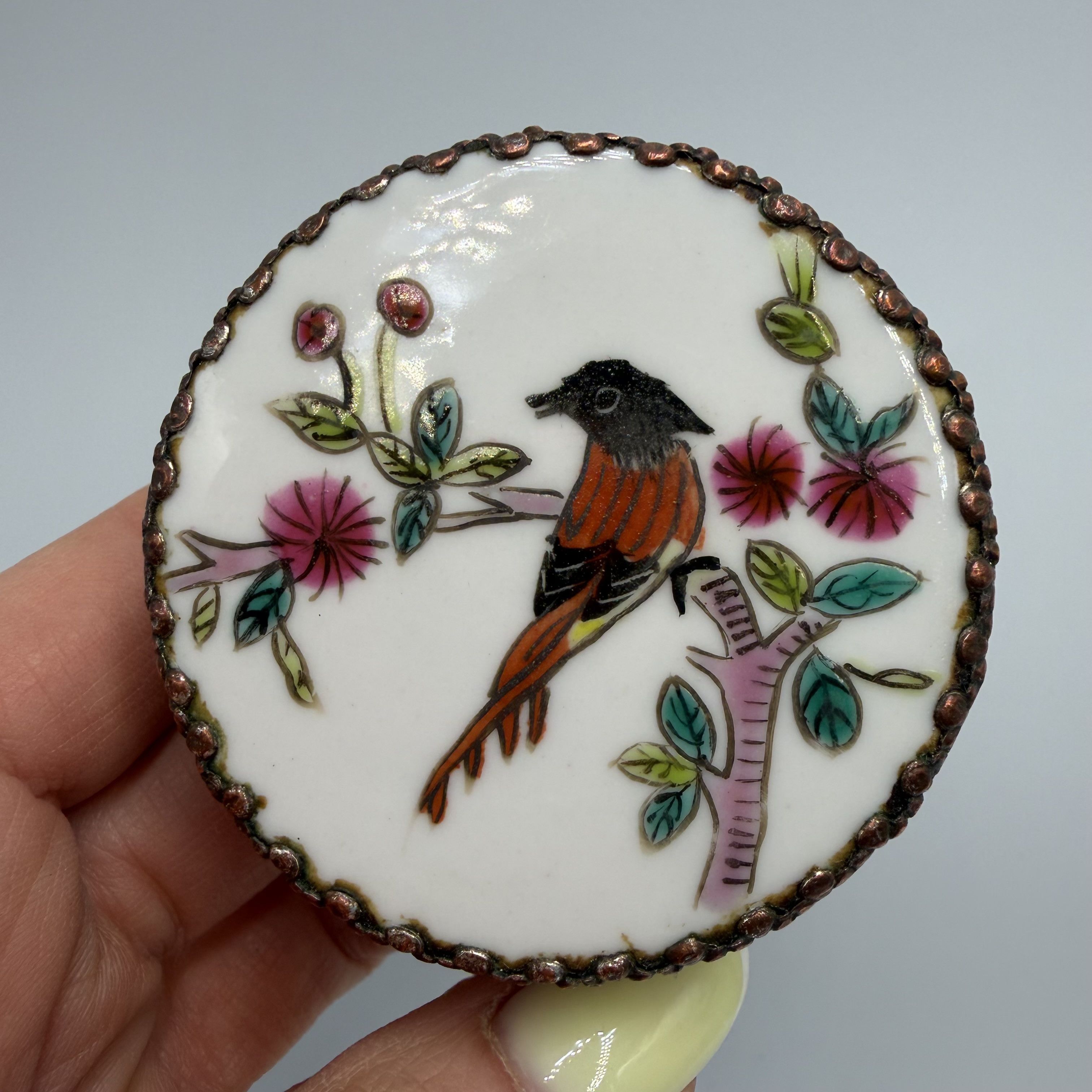 Vintage Vintage Cloisonne Enamel Powder Copper Vanity Trinket Box Size ONE SIZE - 1 Thumbnail