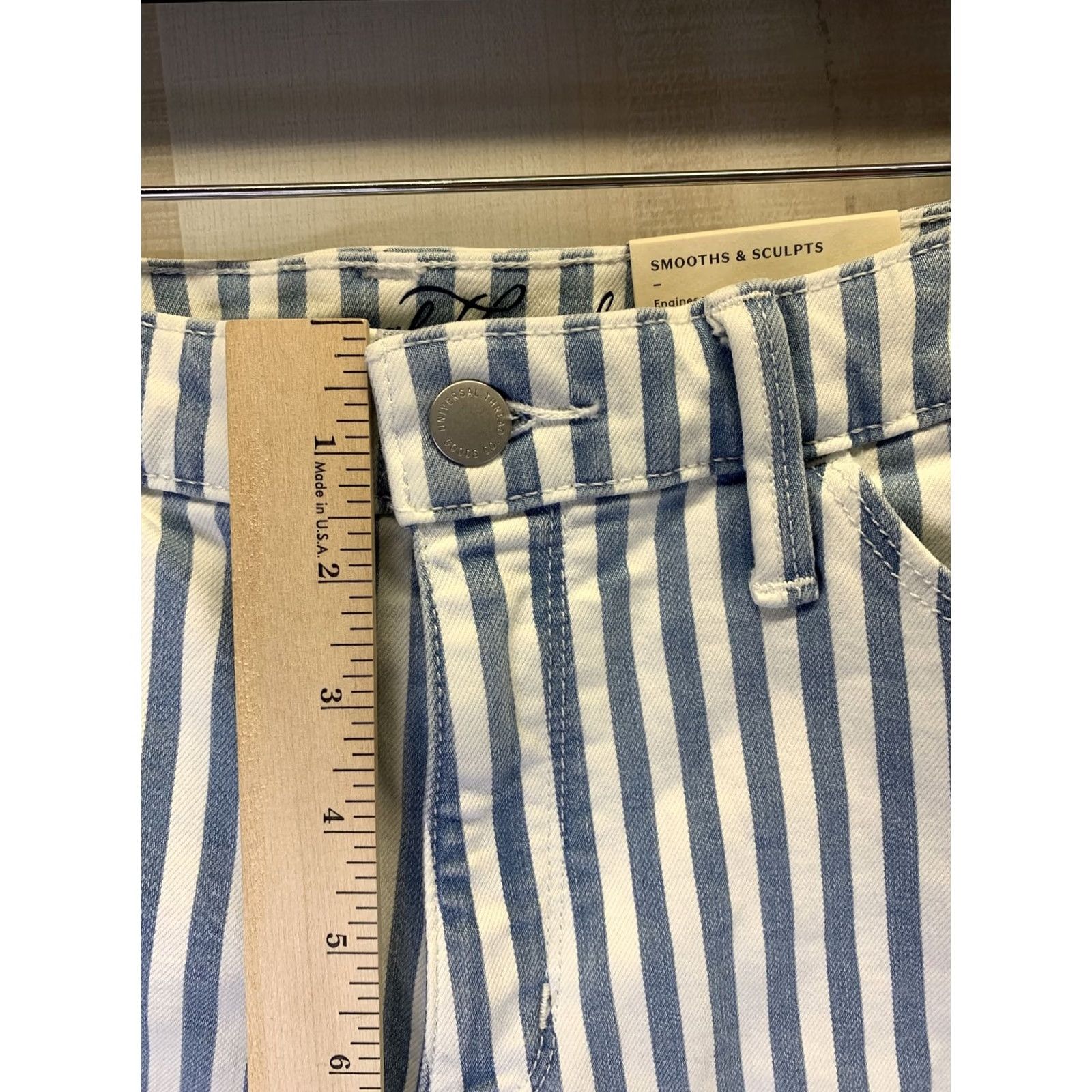 Vintage Universal Thread Women’s Shorts Blue Stripe Jean Shorts NWT Midi High Rise 4 Skinny? No; keep to original words. Size 27" / US 4 / IT 40 - 3 Thumbnail